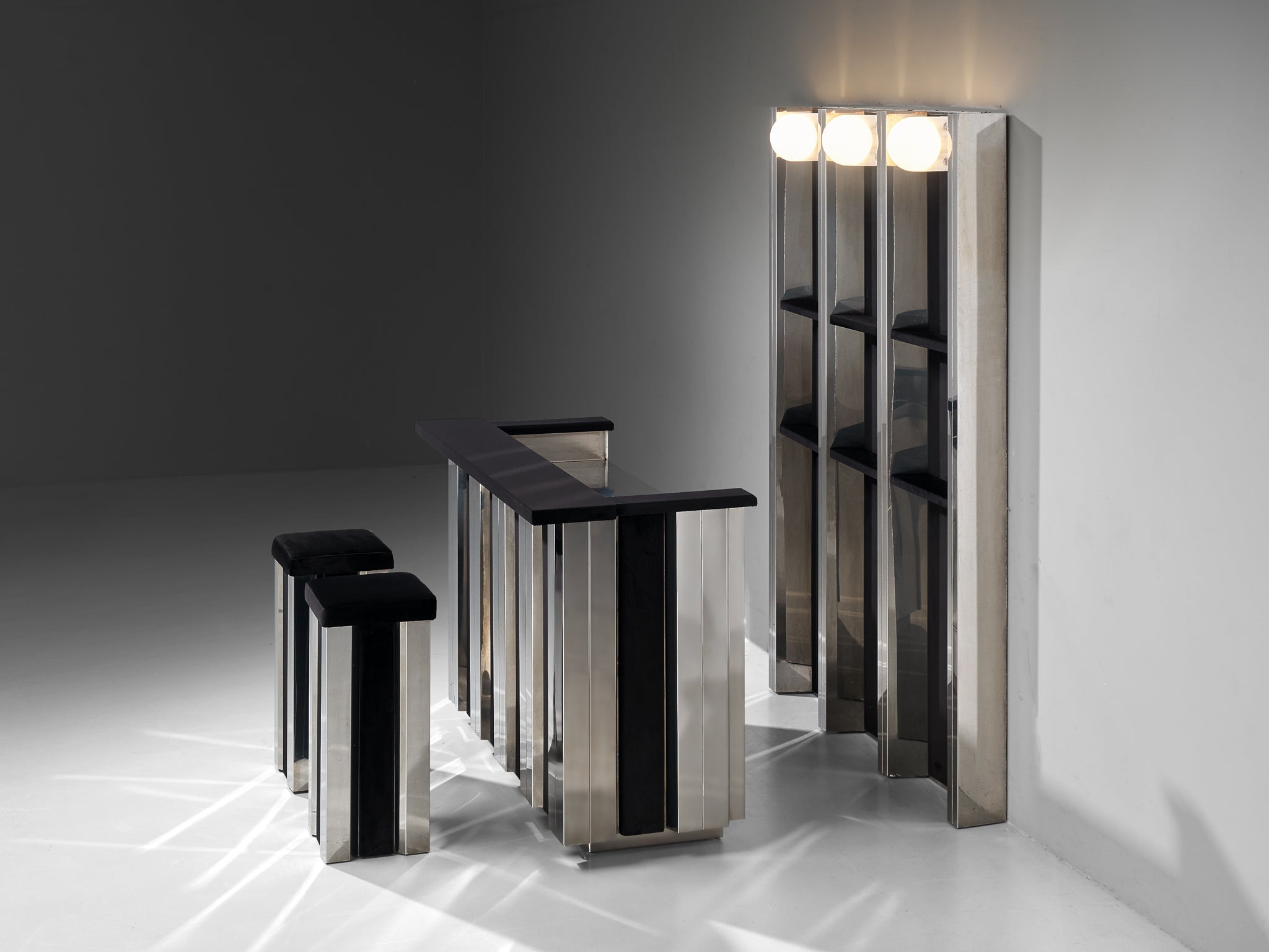 Hollywood Regency Bar Cabinet in the Style of Willy Rizzo Case pieces and storage cabinets Morentz