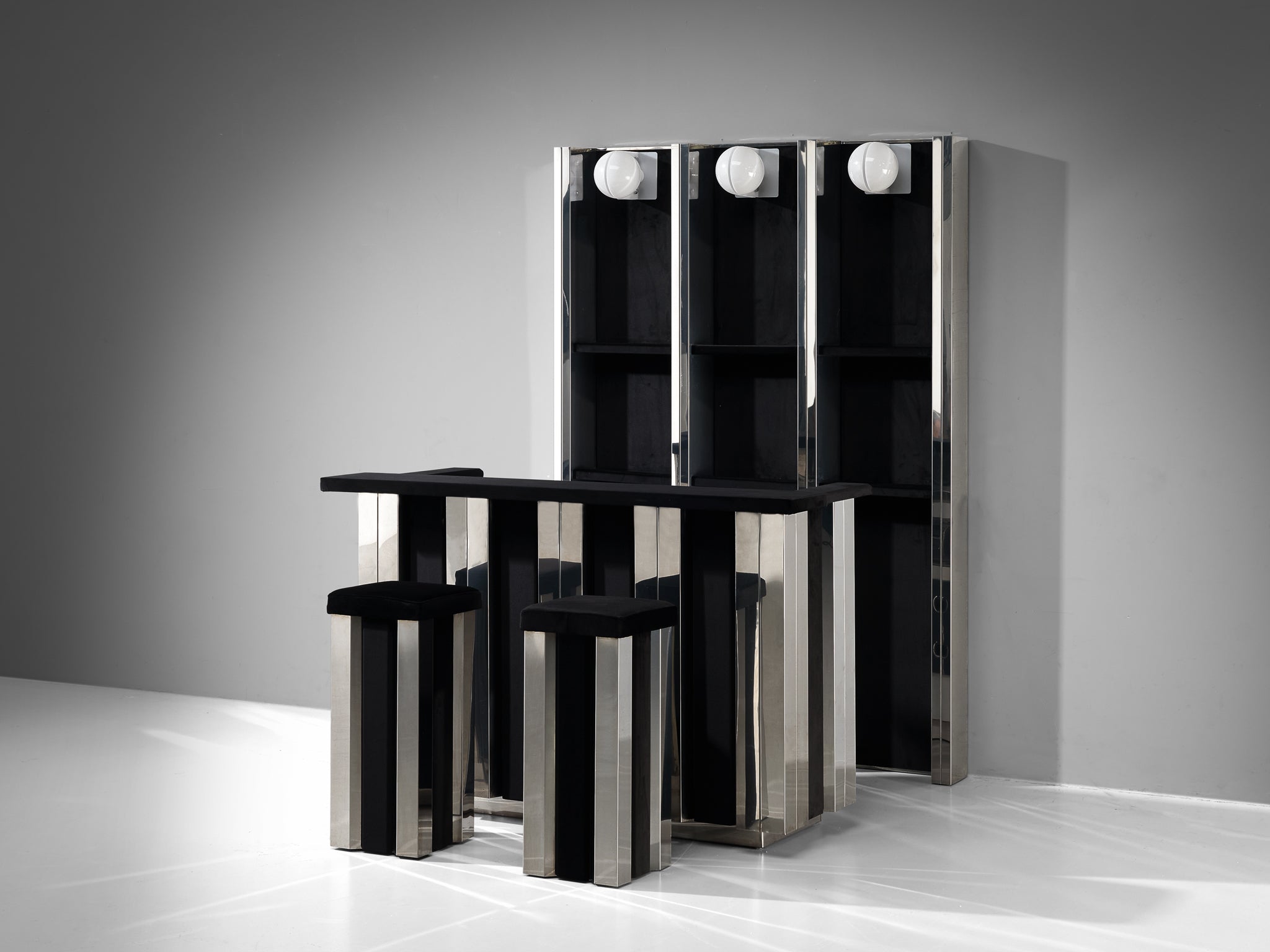 Hollywood Regency Bar Cabinet in the Style of Willy Rizzo Case pieces and storage cabinets Morentz