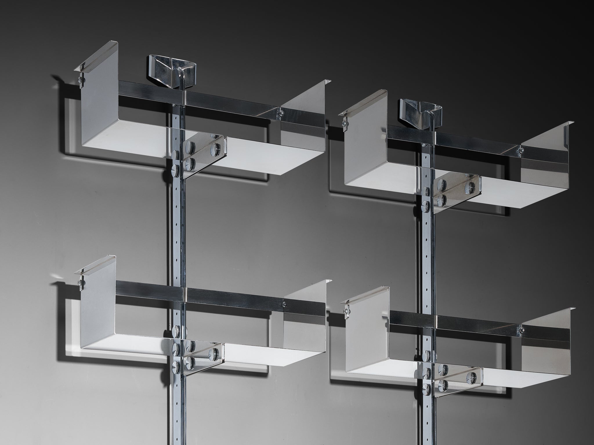 Vittorio Introini for Proposals Pair of Modular Wall Bookcase in Metal Case pieces and storage cabinets Morentz