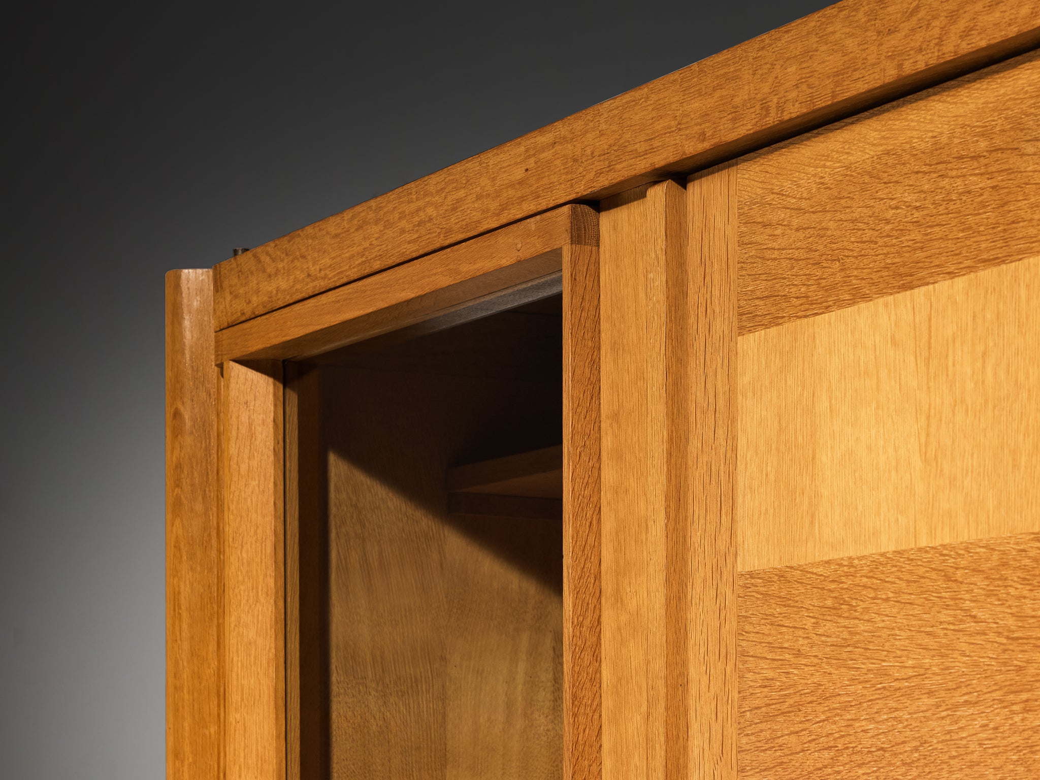 Guillerme & Chambron Highboard in Oak Glass and Ceramic Handles