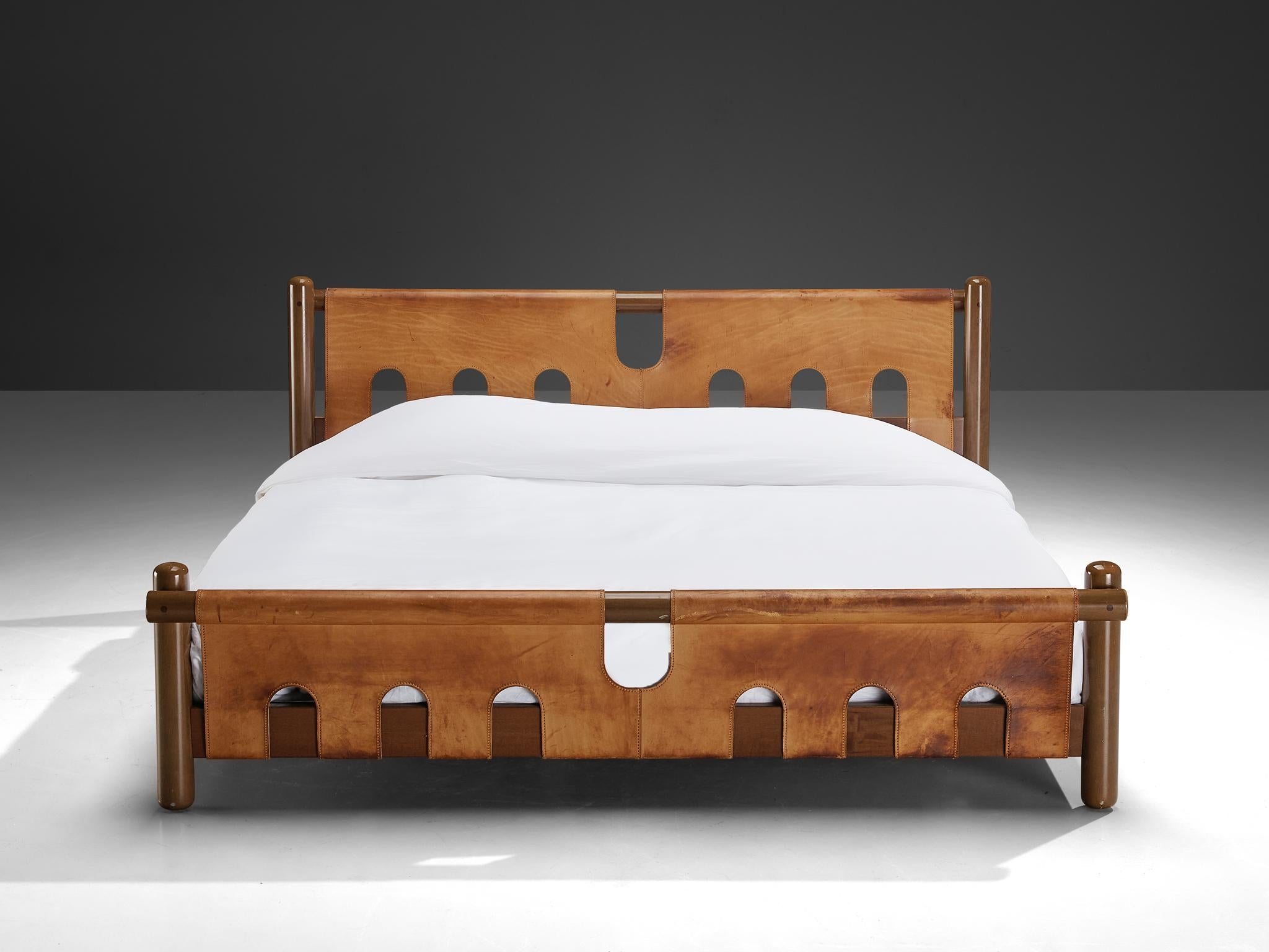 Ilmari Tapiovaara for La Permanente Mobili Cantù Double Bed Walnut Leather more furniture and collectibles Morentz