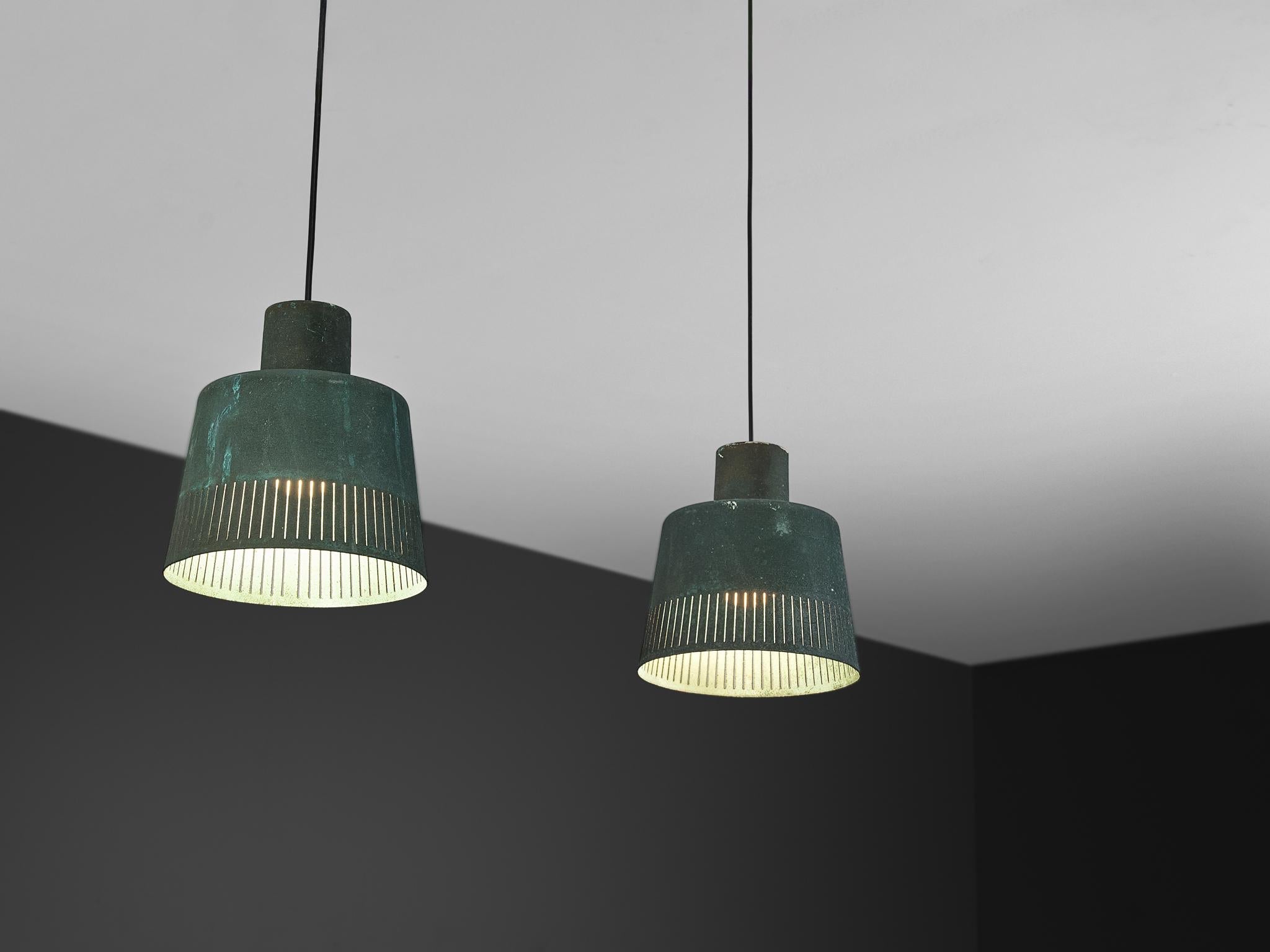 Hans Bergström for Ateljé Lyktan Pendants in Patinated Copper lighting Morentz