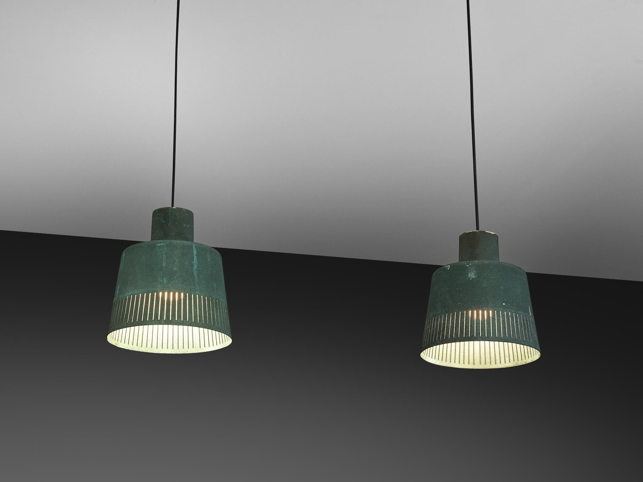 Hans Bergström for Ateljé Lyktan Pendants in Patinated Copper lighting Morentz