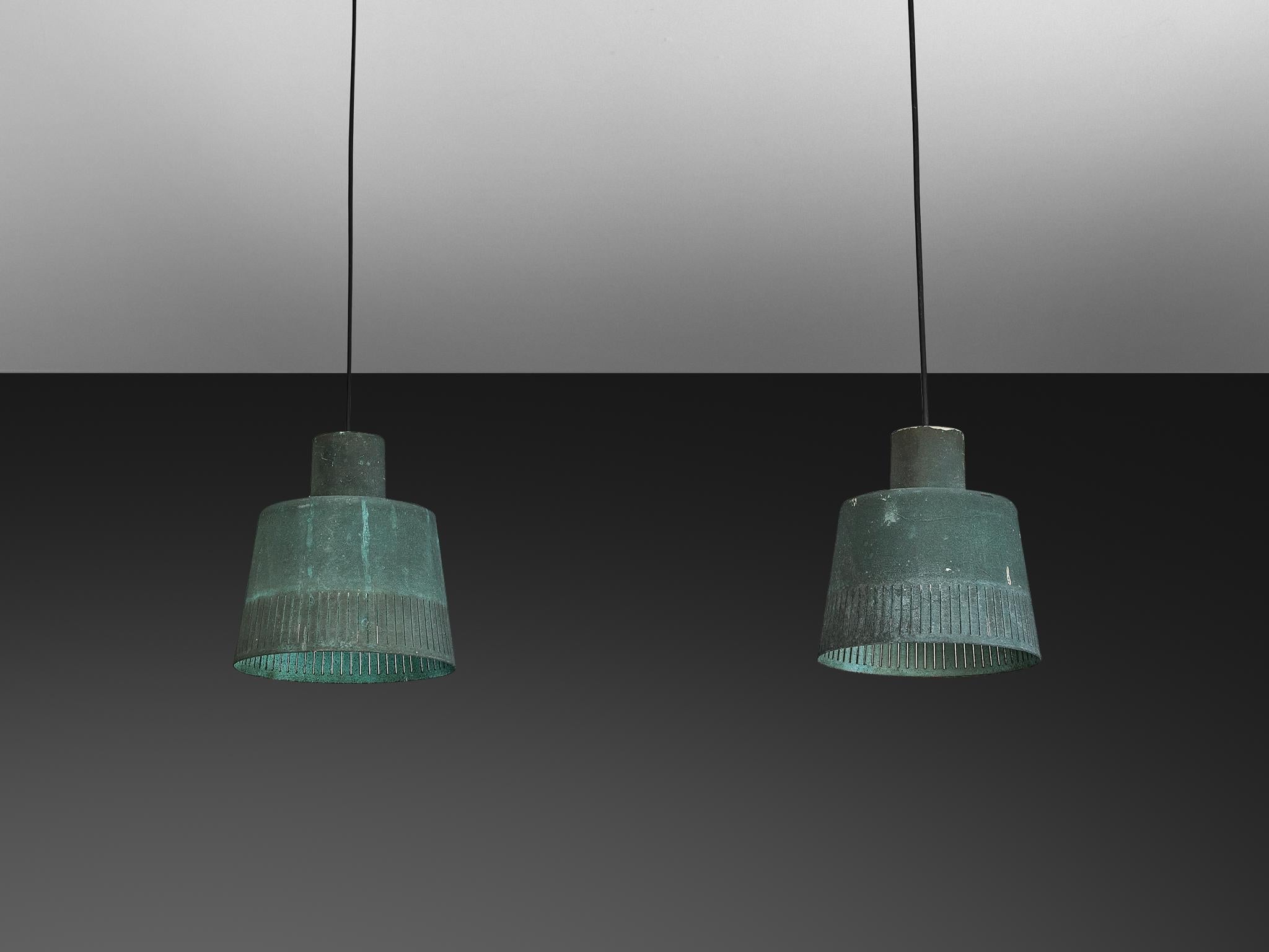 Hans Bergström for Ateljé Lyktan Pendants in Patinated Copper lighting Morentz