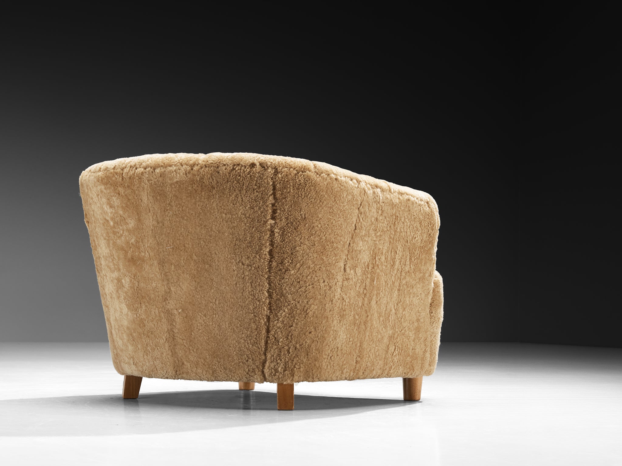 Otto Schulz for Boet Pair of Lounge Chairs in Beige Sheepskin Seating Morentz