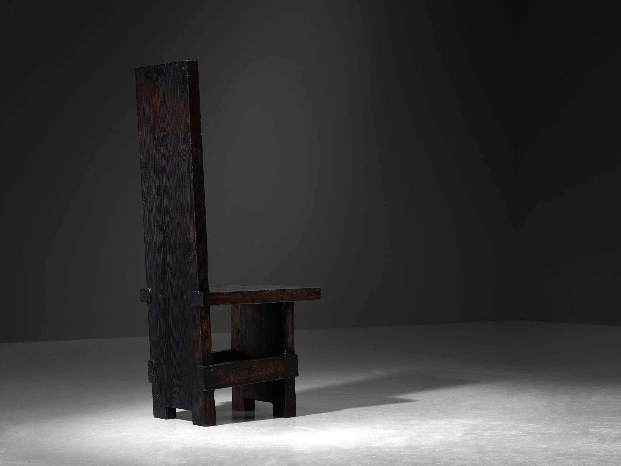 Studio D Italy Brutalist Chair in Solid Darkened Wood seating Morentz