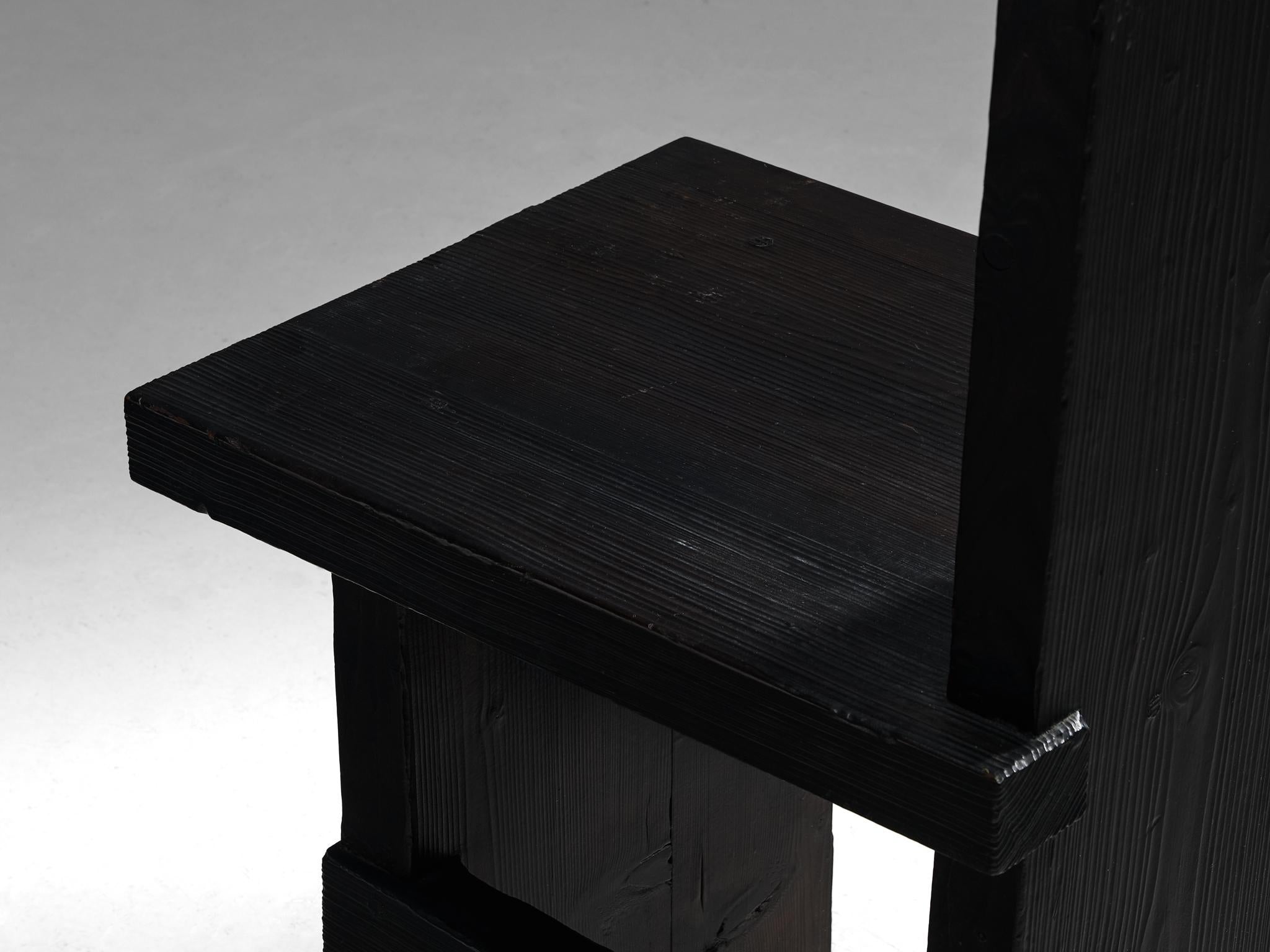 Studio D Italy Brutalist Chair in Solid Darkened Wood seating Morentz