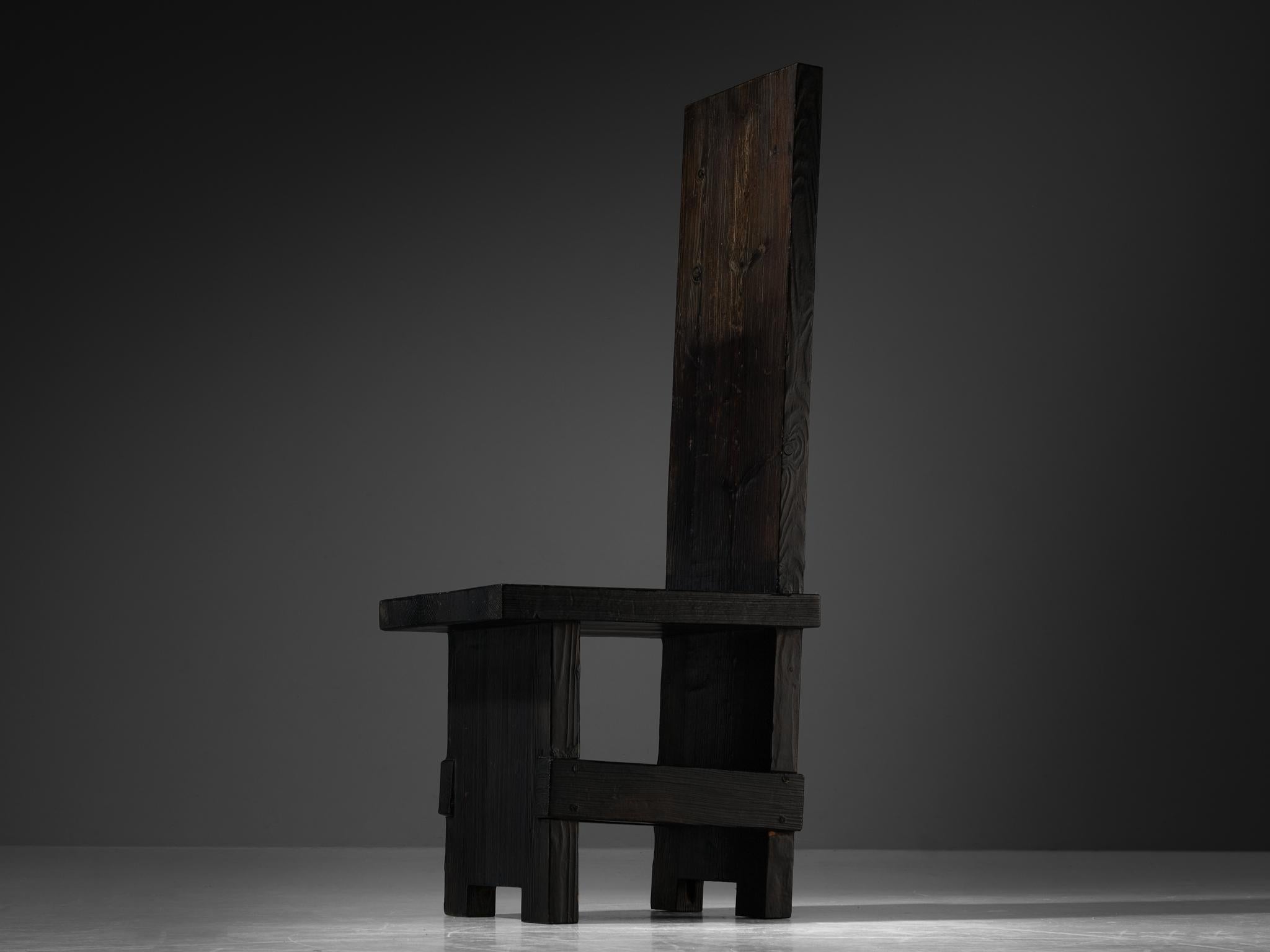 Studio D Italy Brutalist Chair in Solid Darkened Wood seating Morentz