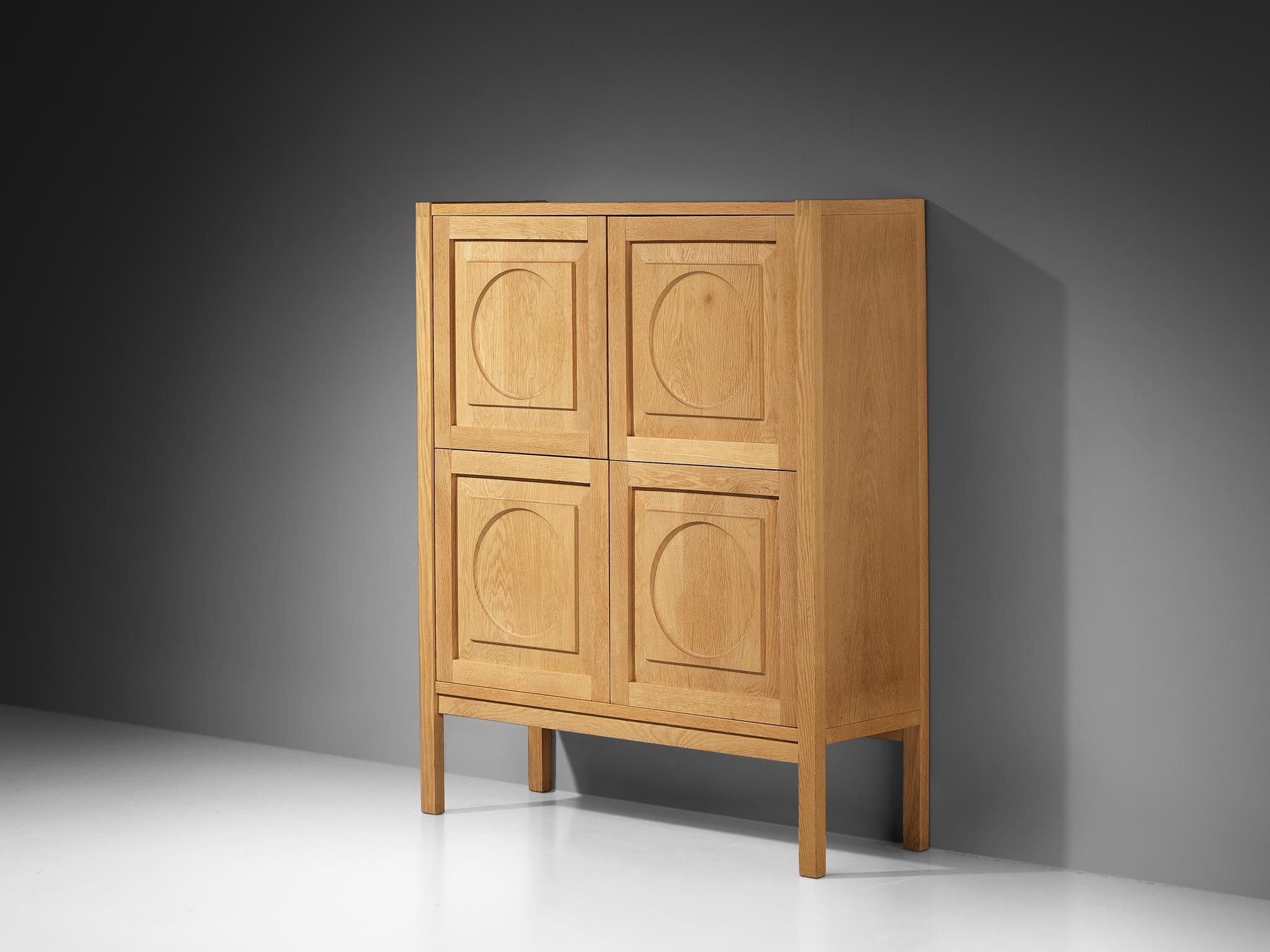Modern Cabinet with Circular Carvings in Blond Oak case pieces and storage cabinets Morentz