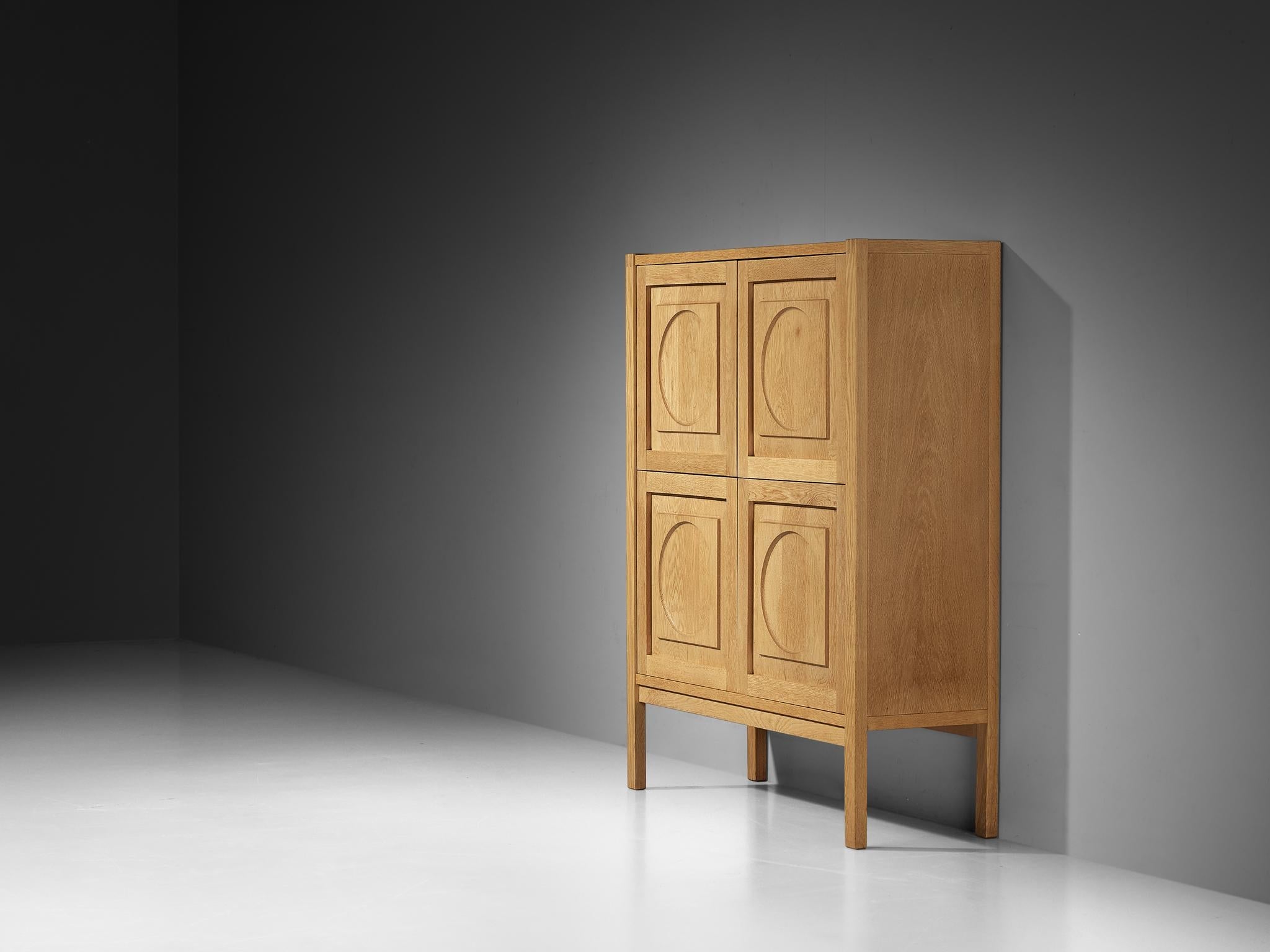 Modern Cabinet with Circular Carvings in Blond Oak case pieces and storage cabinets Morentz
