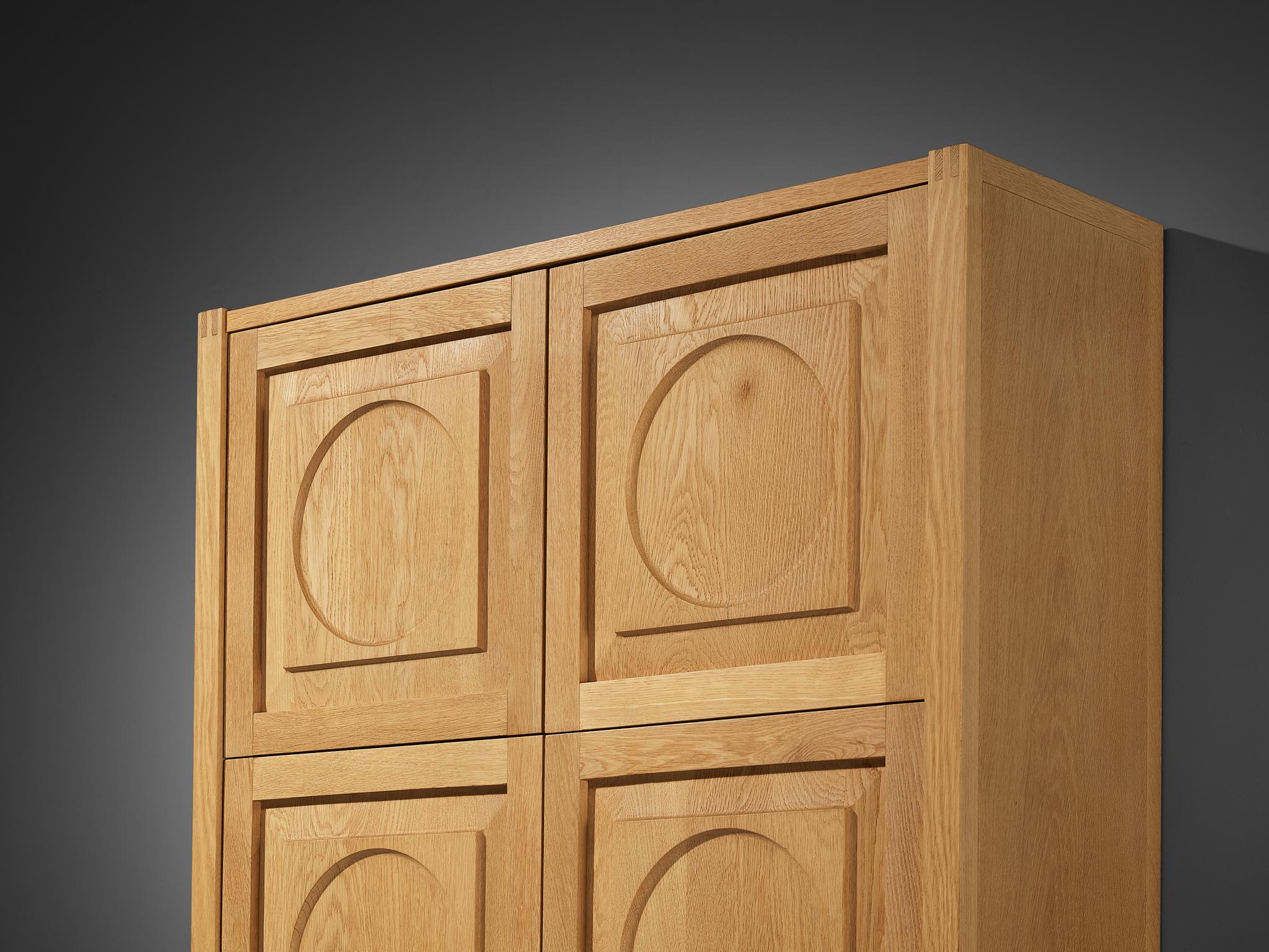Modern Cabinet with Circular Carvings in Blond Oak case pieces and storage cabinets Morentz