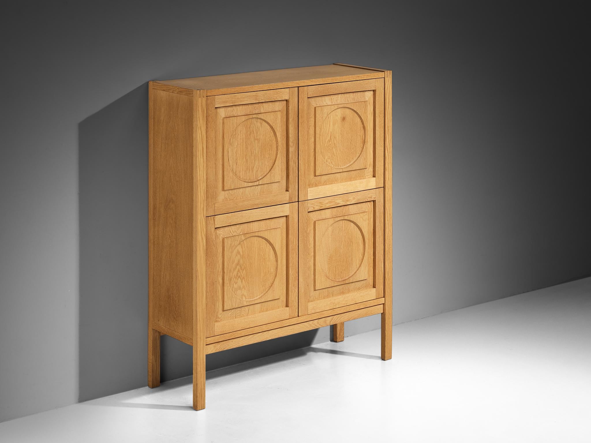 Modern Cabinet with Circular Carvings in Blond Oak case pieces and storage cabinets Morentz