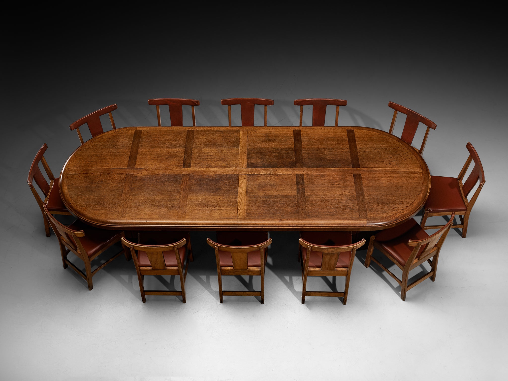 Monumental Dining Set with French Art Deco Dining Table and Knud Hansen Dining Chairs Tables Morentz