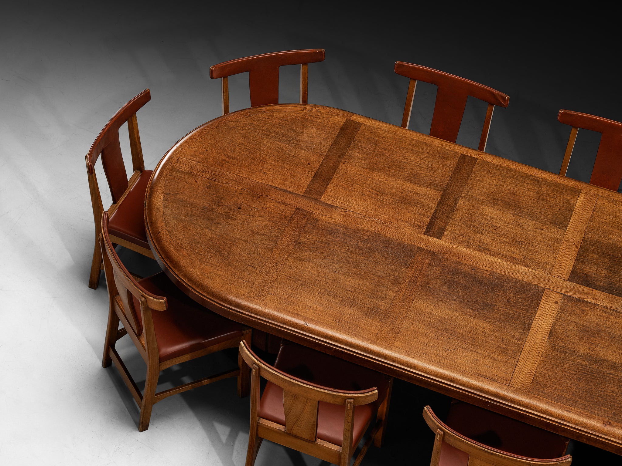 Monumental Dining Set with French Art Deco Dining Table and Knud Hansen Dining Chairs Tables Morentz