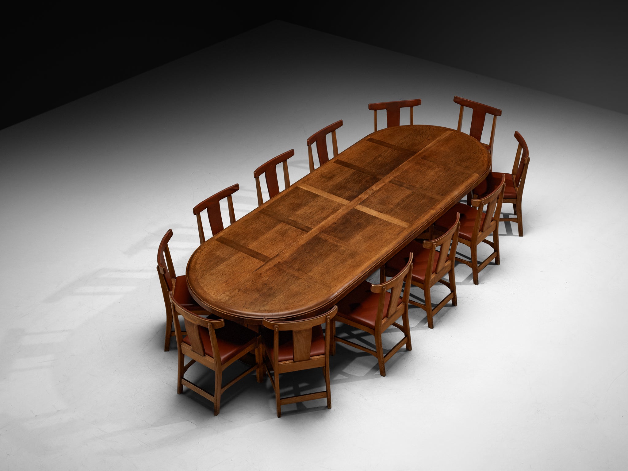 Monumental Dining Set with French Art Deco Dining Table and Knud Hansen Dining Chairs Tables Morentz