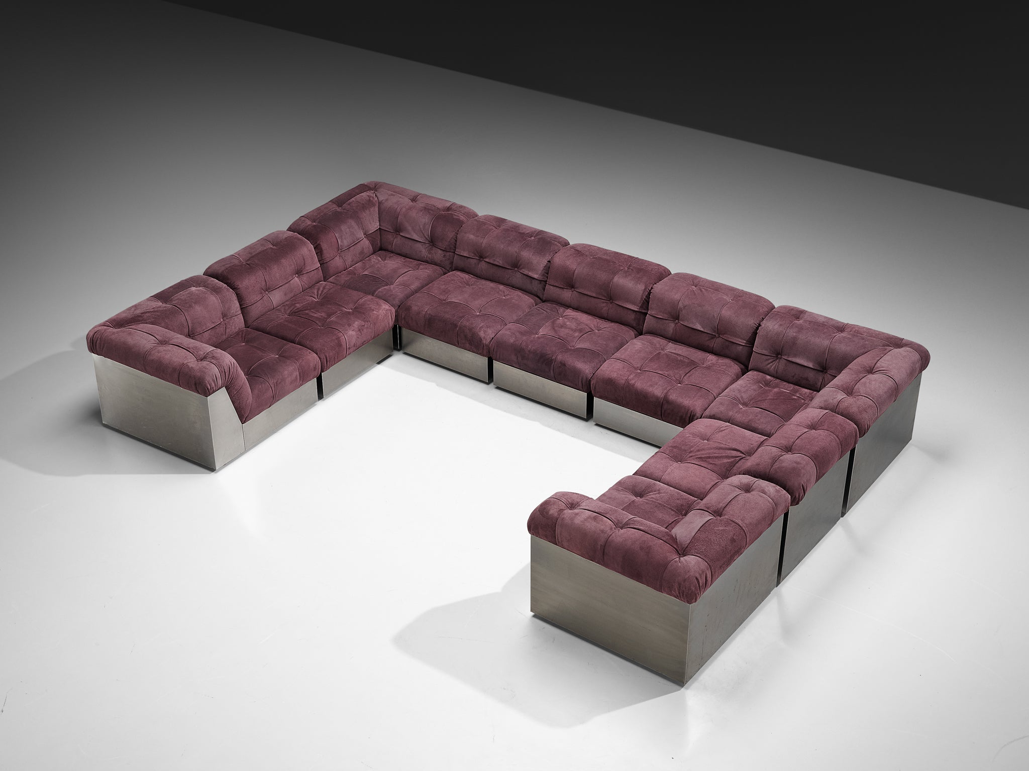 Giorgio Montani for Souplina Rare Composition Sectional Sofa in Stainless Steel Seating Morentz