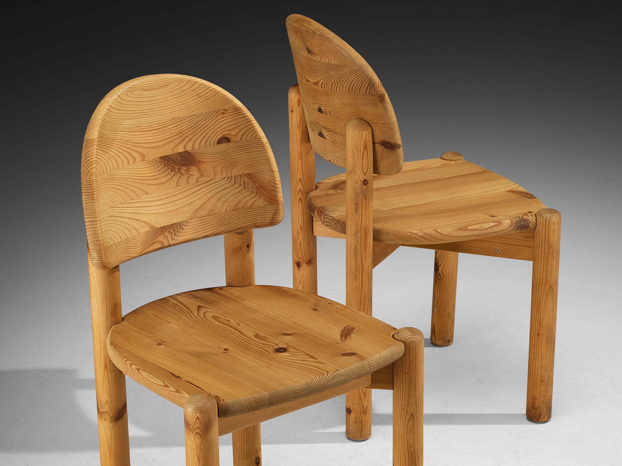 Rainer Daumiller Pair of Dining Chairs in Solid Pine Seating Morentz
