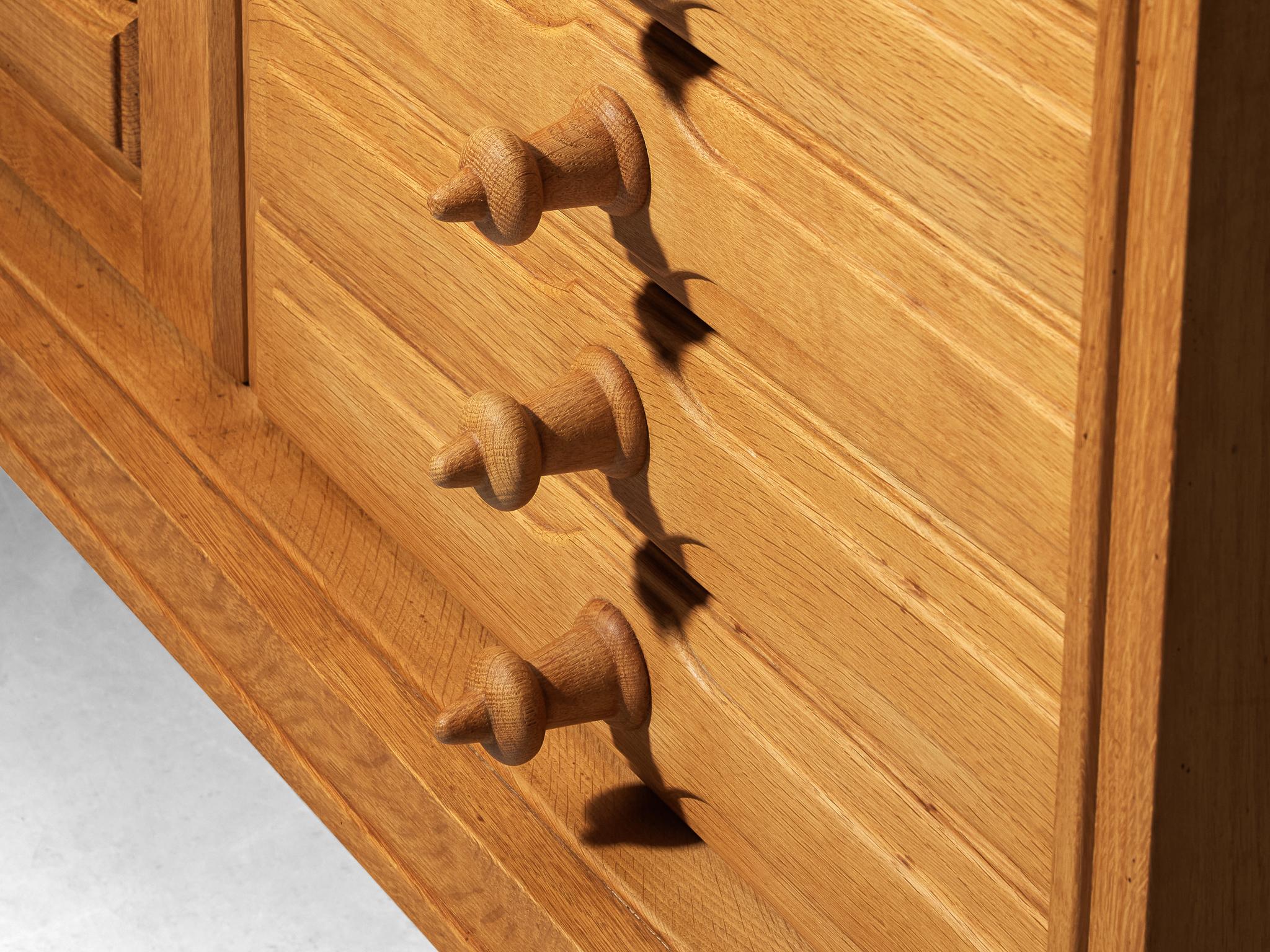 Guillerme & Chambron Sideboard in Solid Oak and White Ceramic case pieces and storage cabinets Morentz