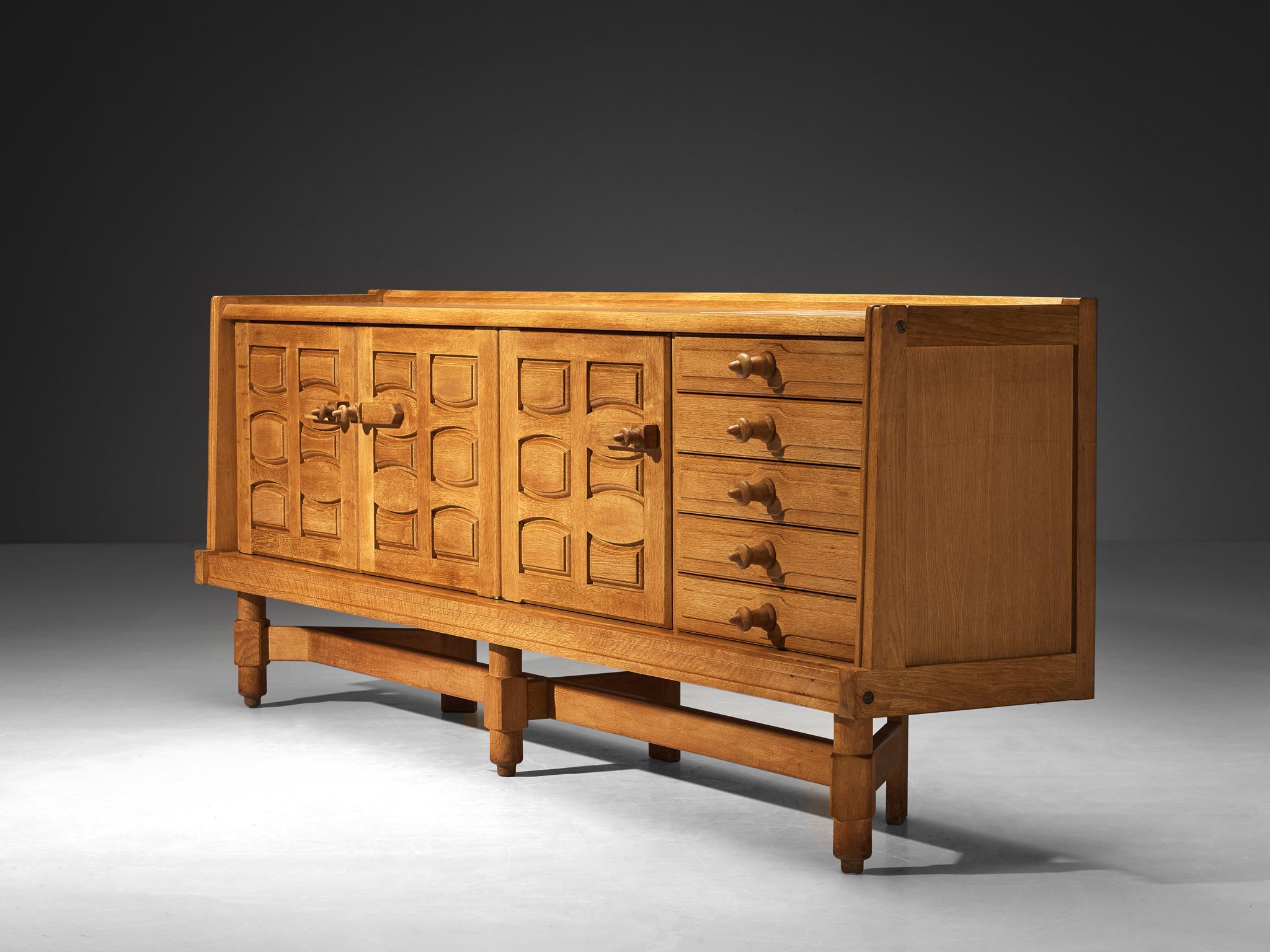Guillerme & Chambron Sideboard in Solid Oak and White Ceramic case pieces and storage cabinets Morentz
