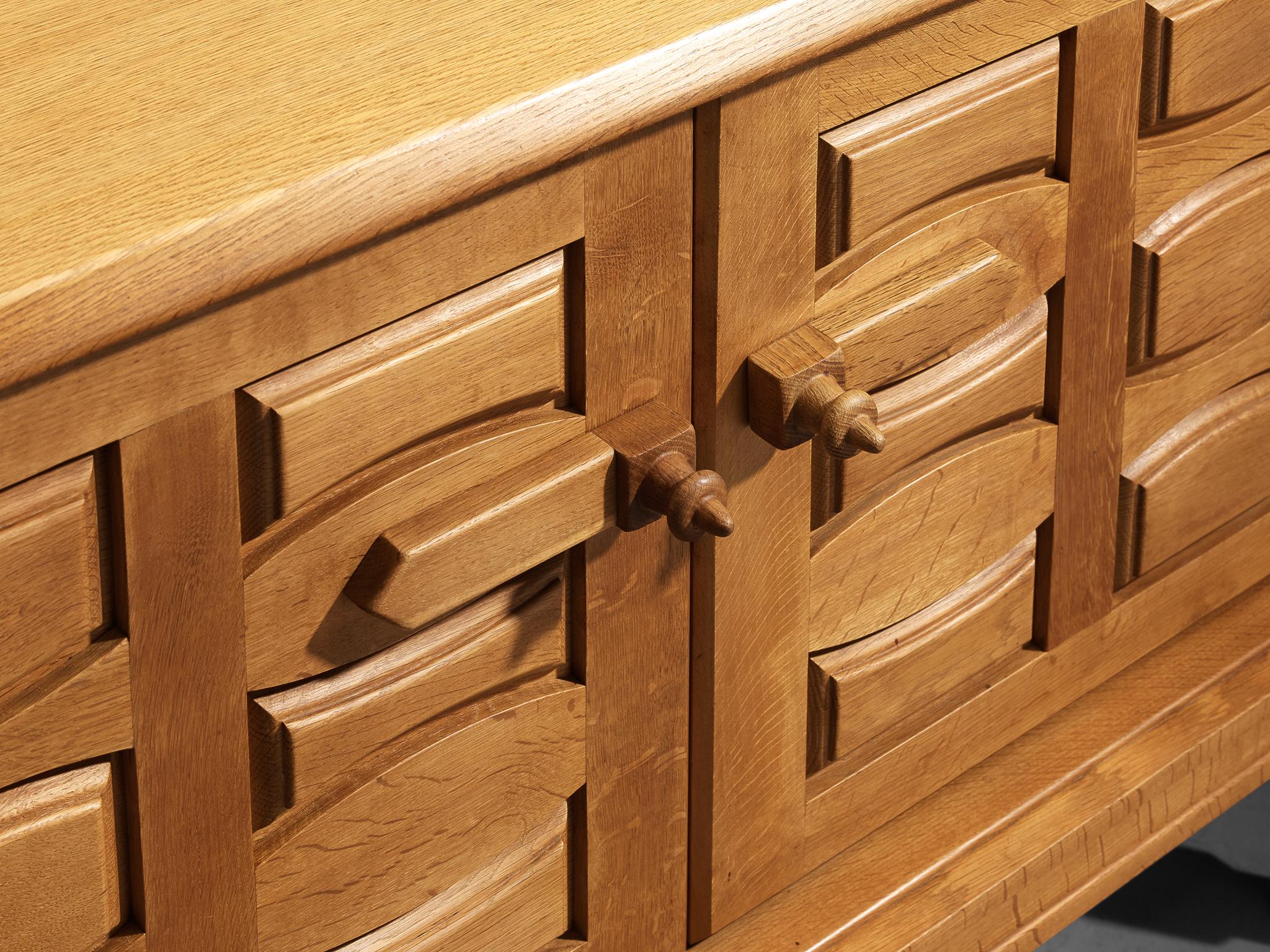Guillerme & Chambron Sideboard in Solid Oak and White Ceramic case pieces and storage cabinets Morentz