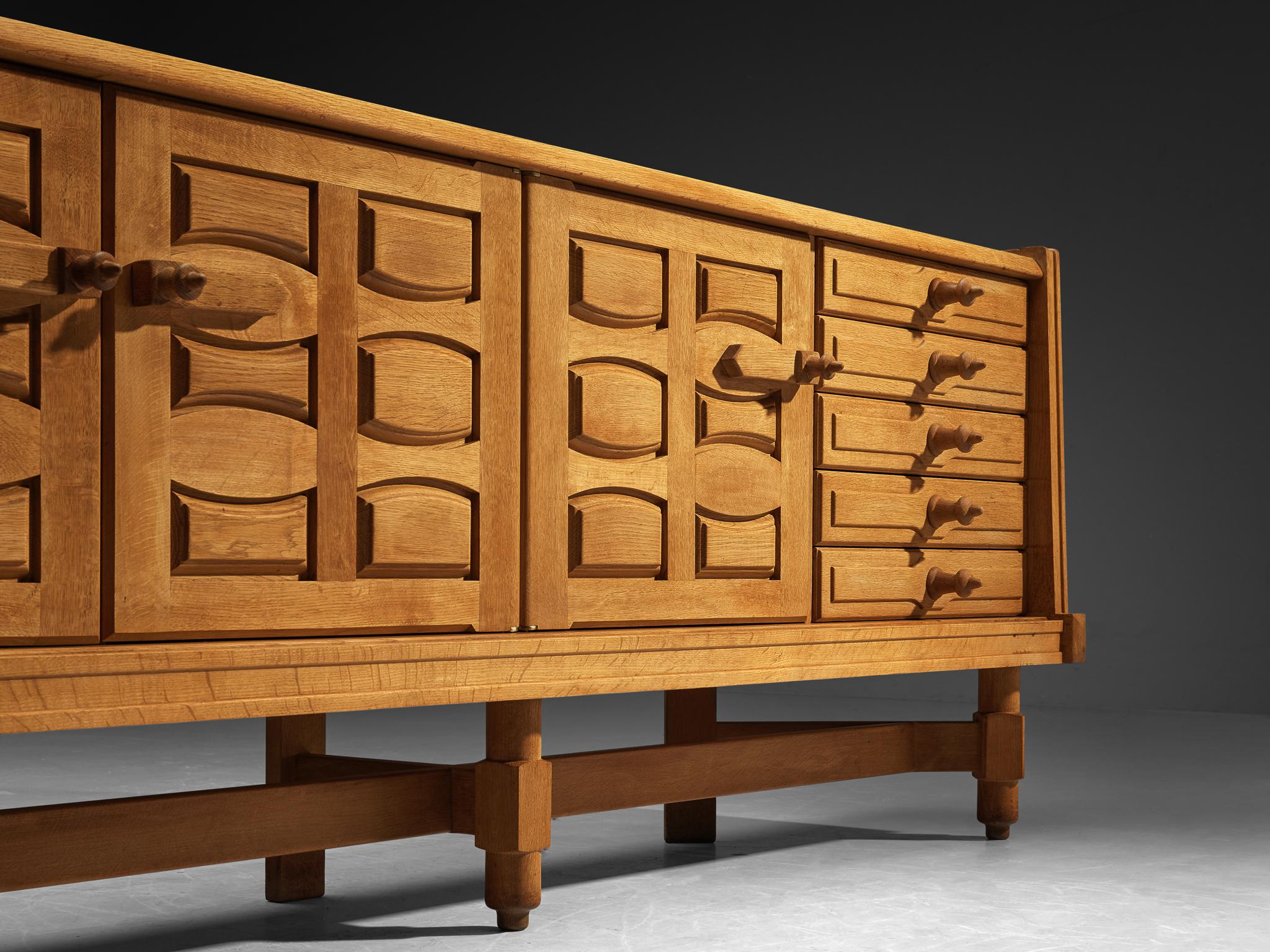 Guillerme & Chambron Sideboard in Solid Oak and White Ceramic case pieces and storage cabinets Morentz