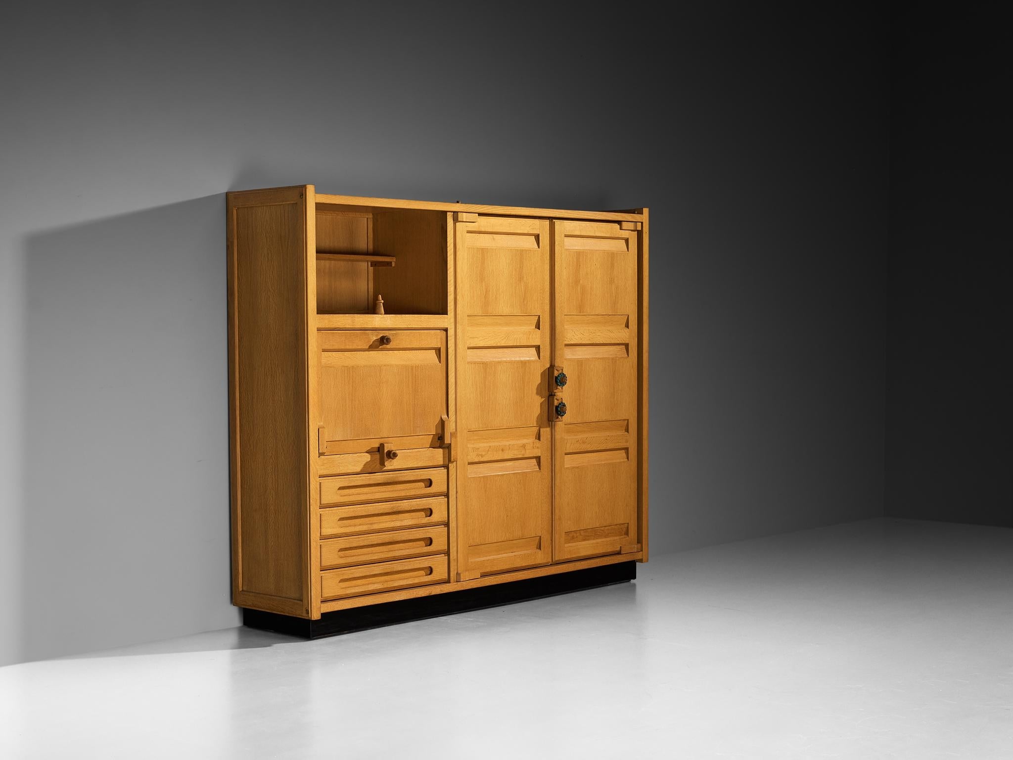 Guillerme & Chambron Highboard or Wardrobe in Solid Oak and Ceramic case pieces and storage cabinets Morentz