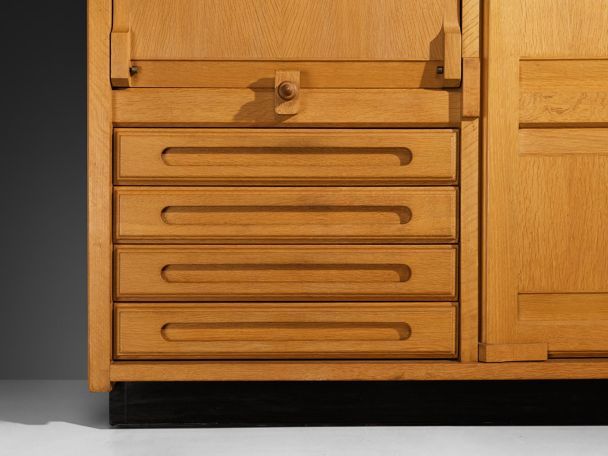 Guillerme & Chambron Highboard or Wardrobe in Solid Oak and Ceramic case pieces and storage cabinets Morentz