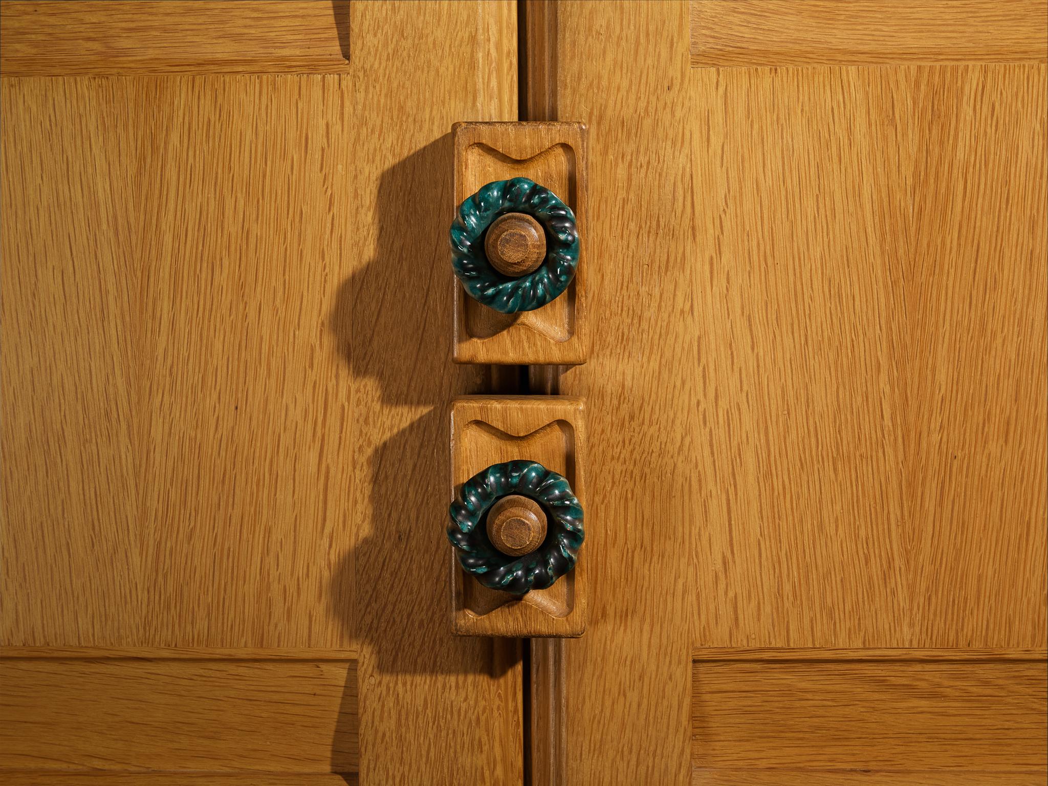 Guillerme & Chambron Highboard or Wardrobe in Solid Oak and Ceramic case pieces and storage cabinets Morentz