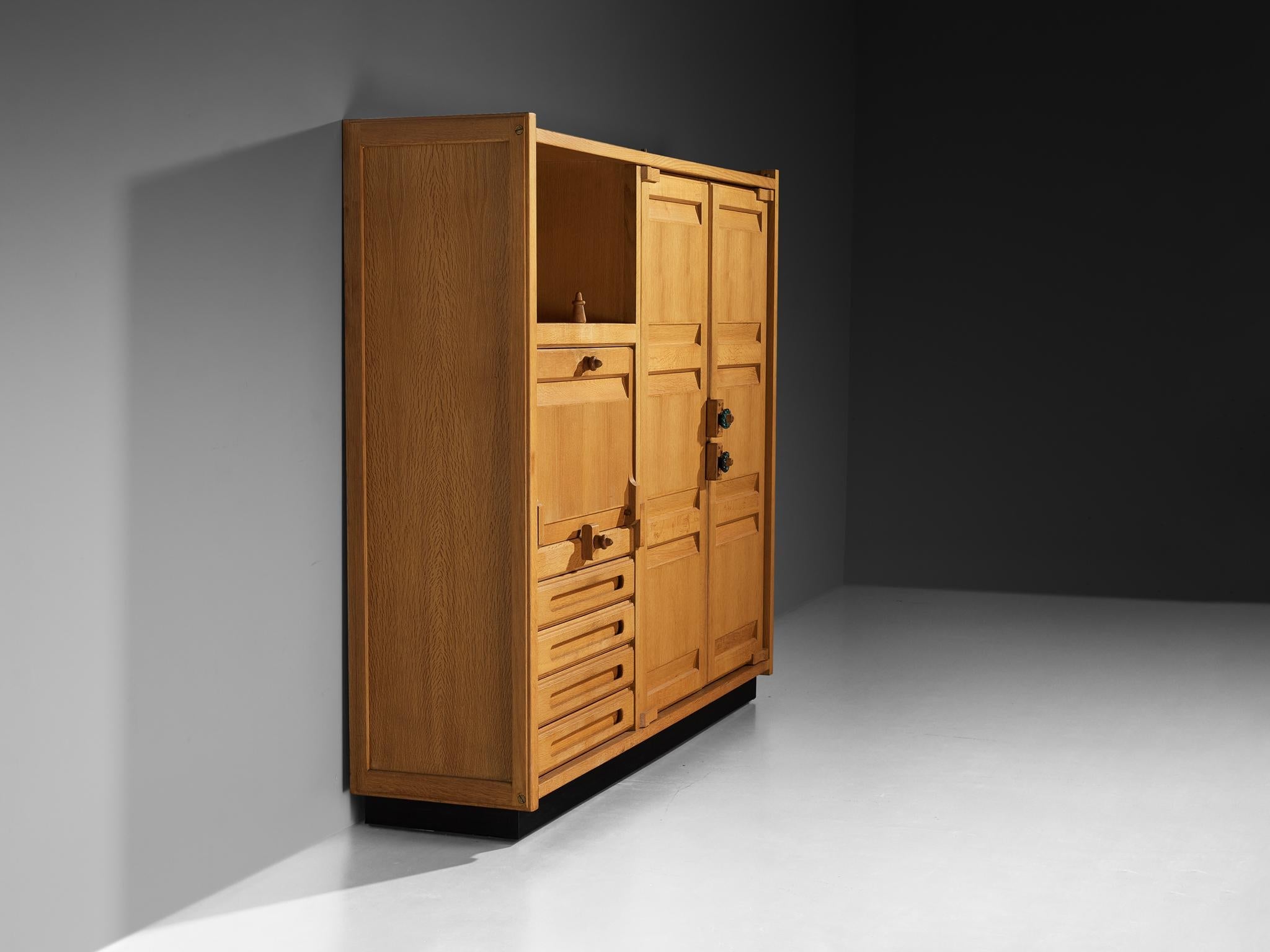 Guillerme & Chambron Highboard or Wardrobe in Solid Oak and Ceramic case pieces and storage cabinets Morentz