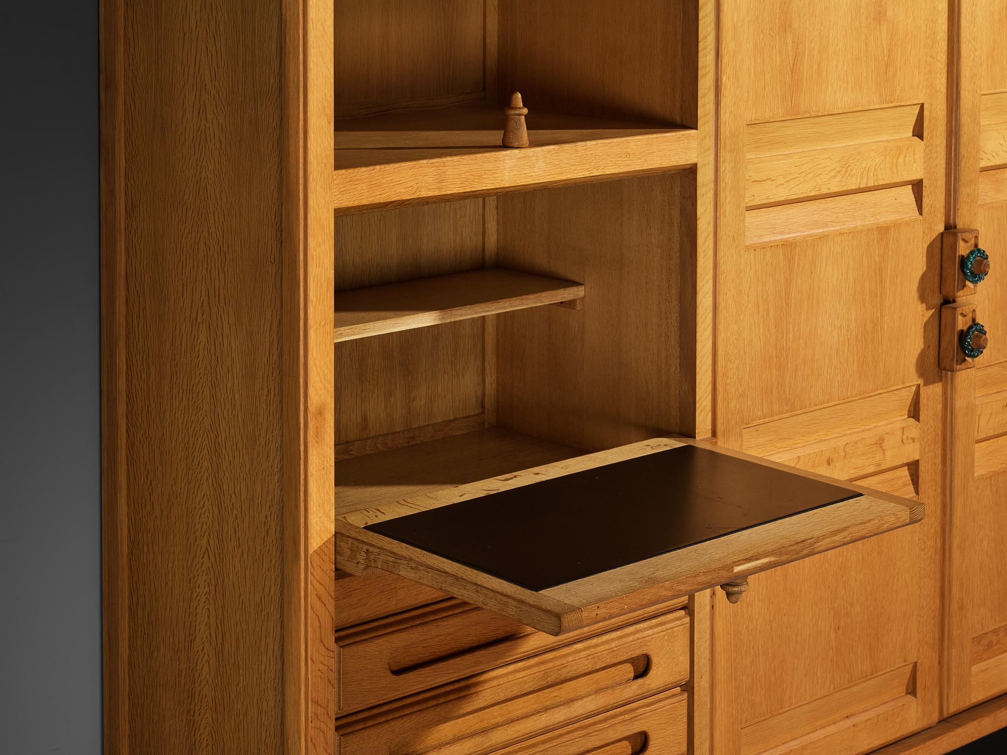 Guillerme & Chambron Highboard or Wardrobe in Solid Oak and Ceramic case pieces and storage cabinets Morentz