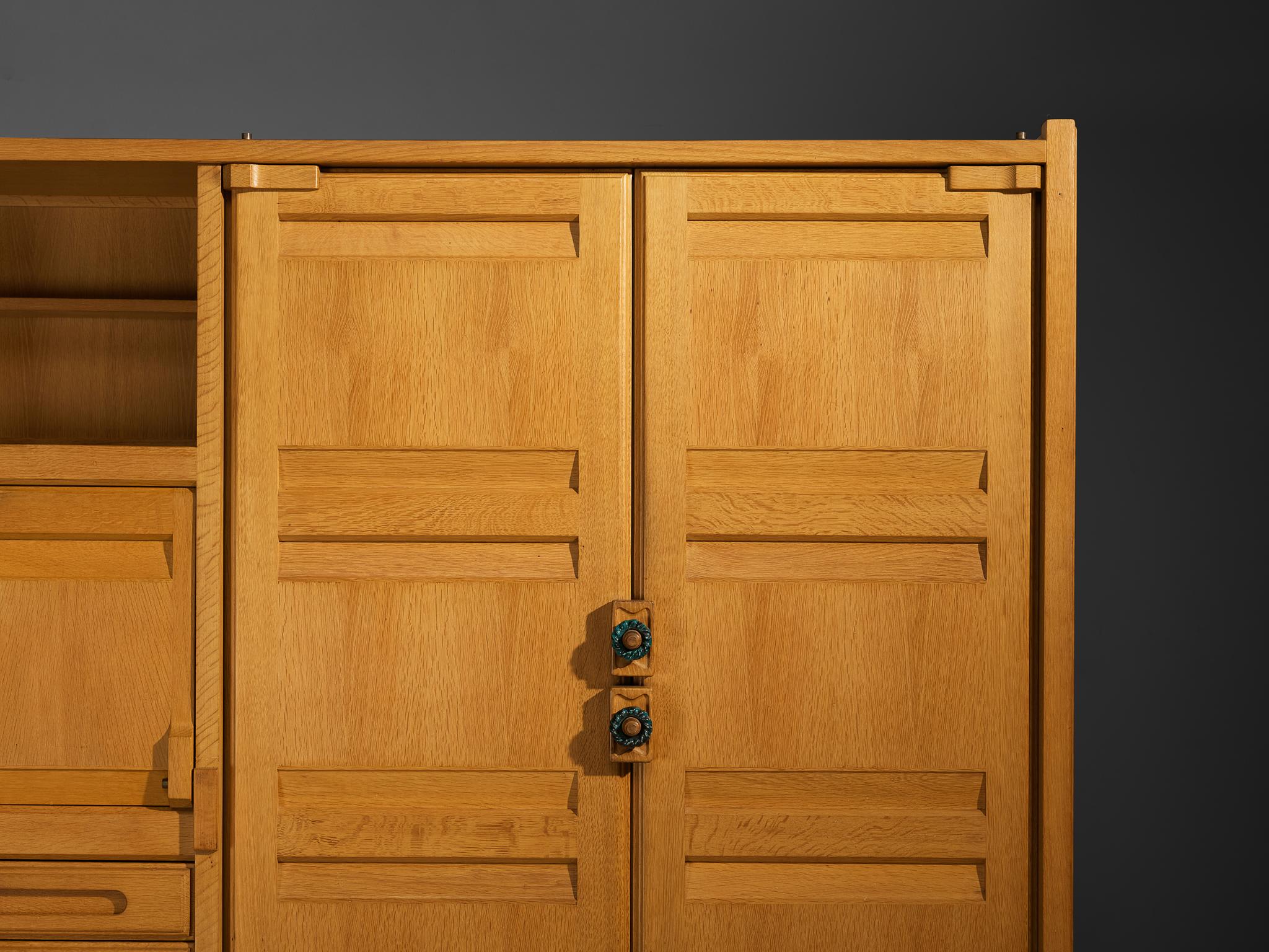 Guillerme & Chambron Highboard or Wardrobe in Solid Oak and Ceramic case pieces and storage cabinets Morentz