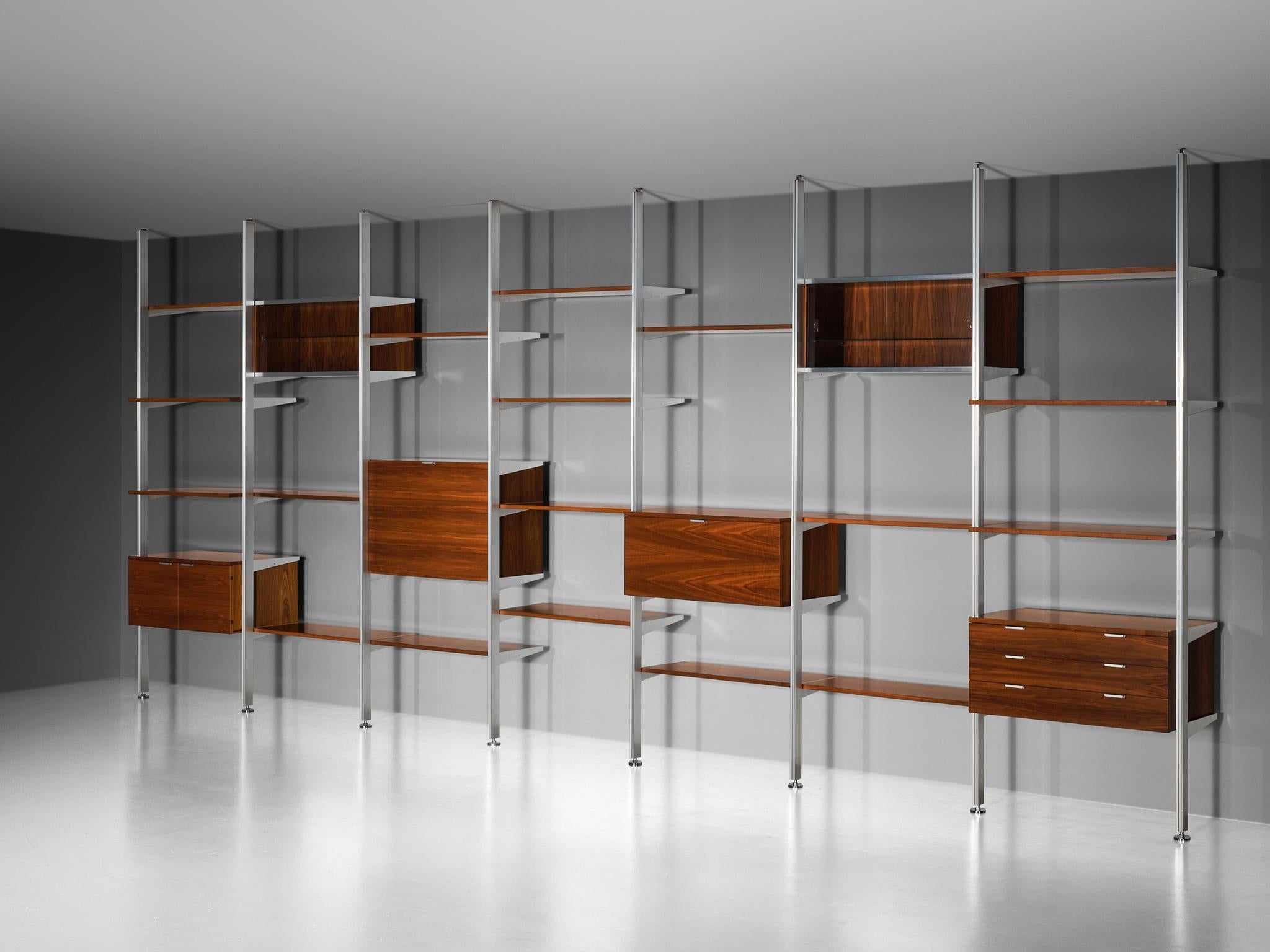 George Nelson for Herman Miller CSS Modular Wall Unit in Walnut & Aluminum case pieces and storage cabinets Morentz