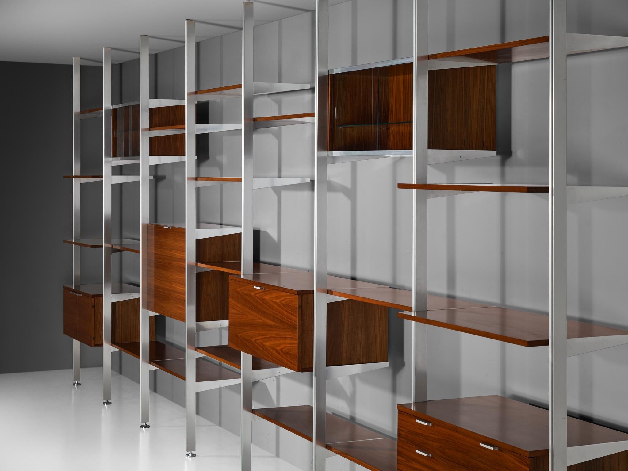 George Nelson for Herman Miller CSS Modular Wall Unit in Walnut & Aluminum case pieces and storage cabinets Morentz