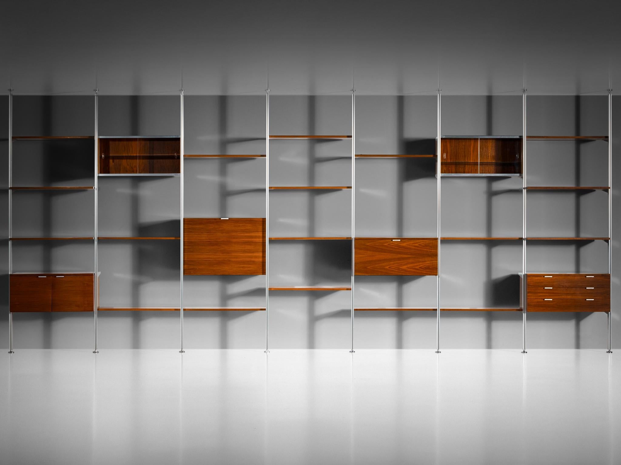 George Nelson for Herman Miller CSS Modular Wall Unit in Walnut & Aluminum case pieces and storage cabinets Morentz
