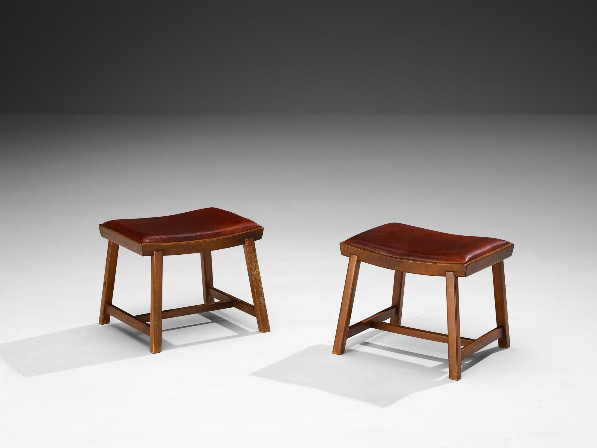 Jørgen Rohweder for Falsteds Møbelstelfabrik Stools in Wood and Leather seating Morentz