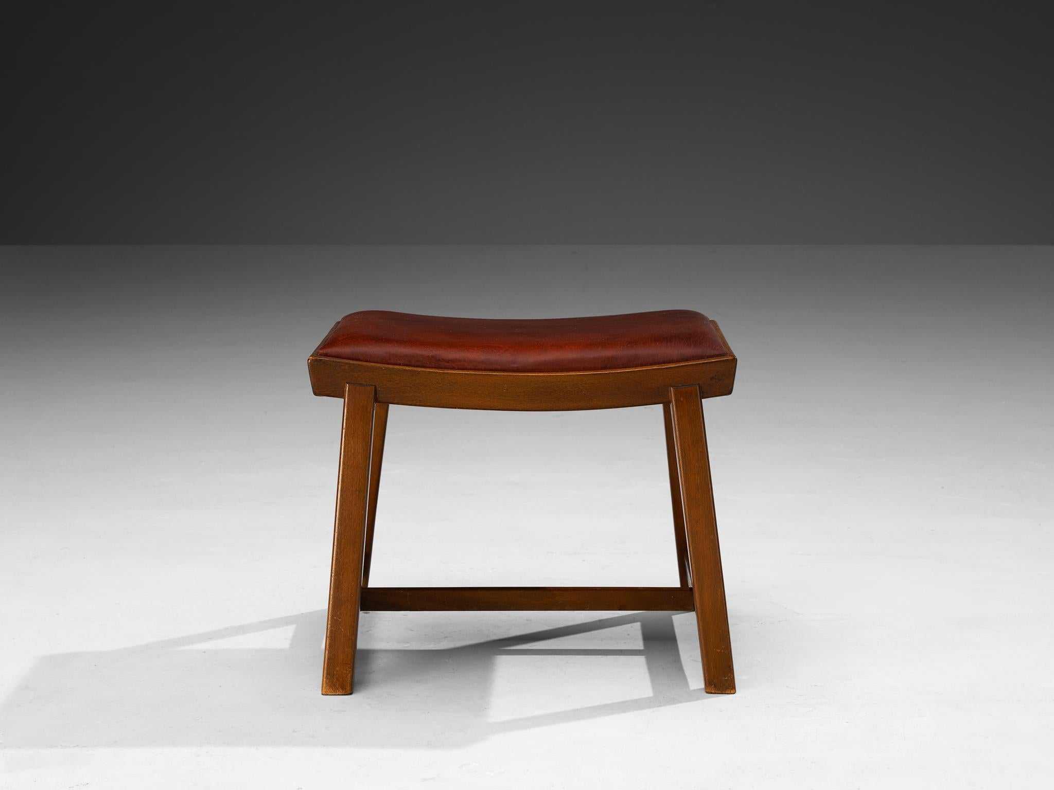 Jørgen Rohweder for Falsteds Møbelstelfabrik Stools in Wood and Leather seating Morentz