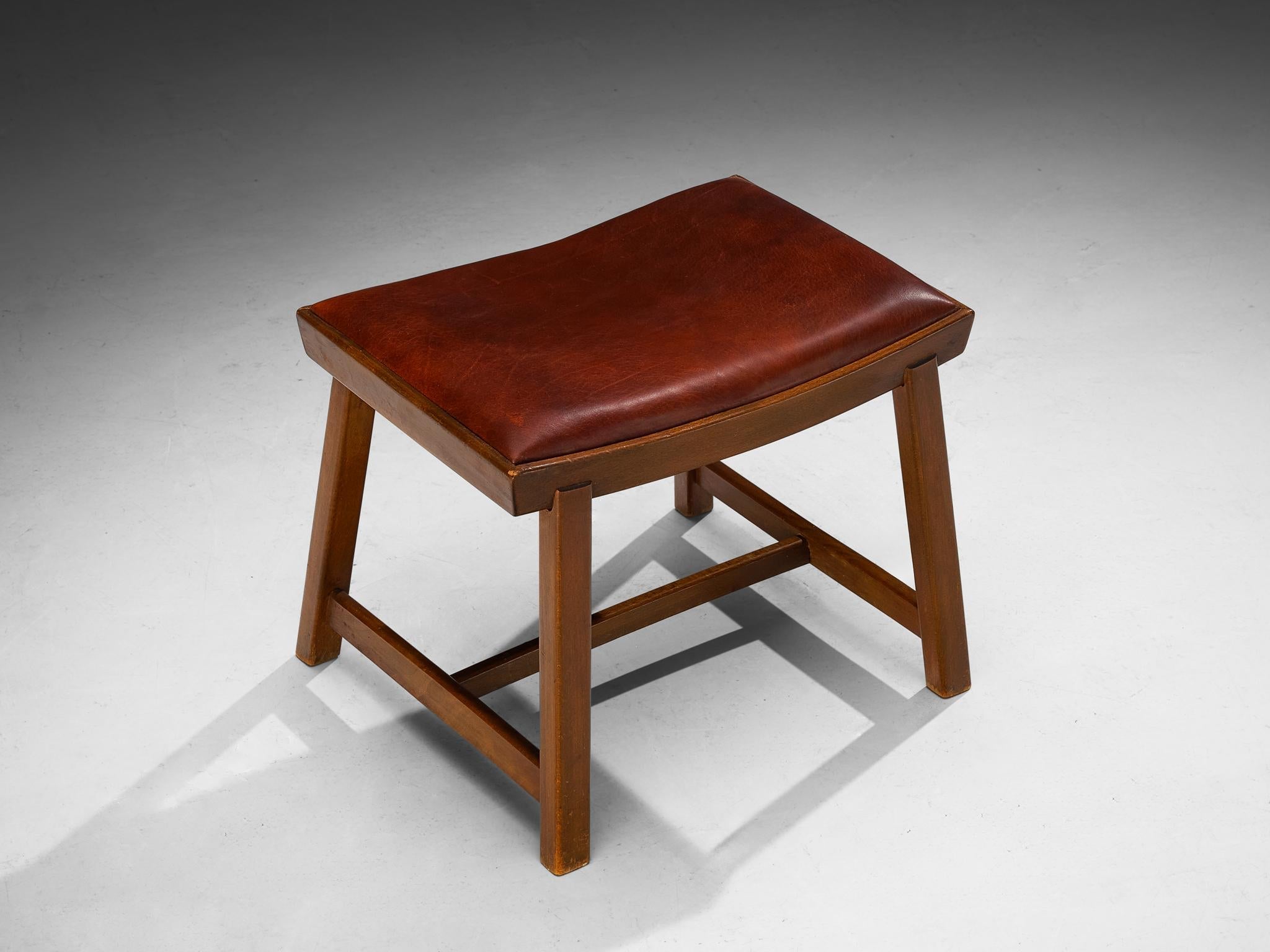 Jørgen Rohweder for Falsteds Møbelstelfabrik Stools in Wood and Leather seating Morentz