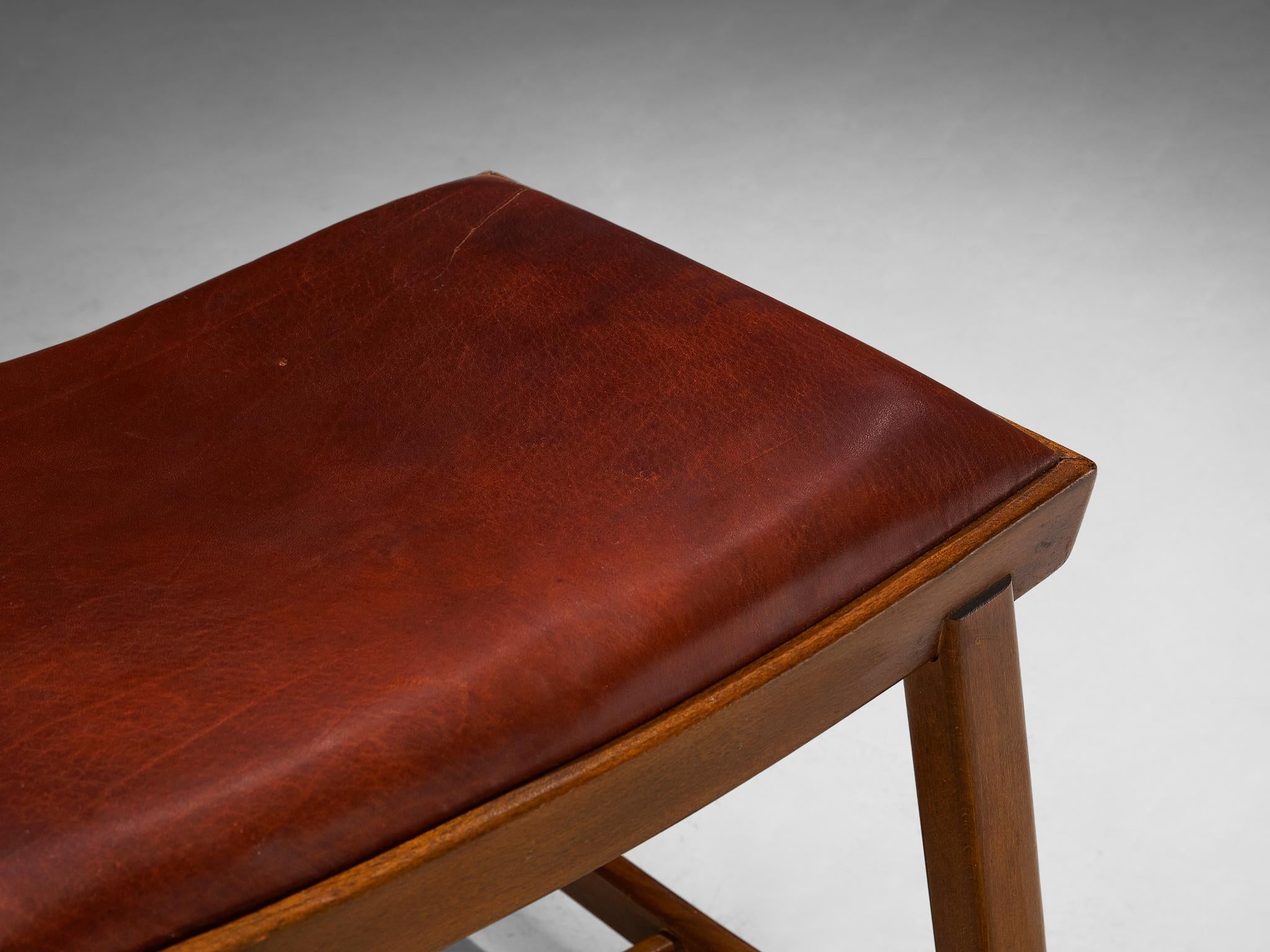 Jørgen Rohweder for Falsteds Møbelstelfabrik Stools in Wood and Leather seating Morentz