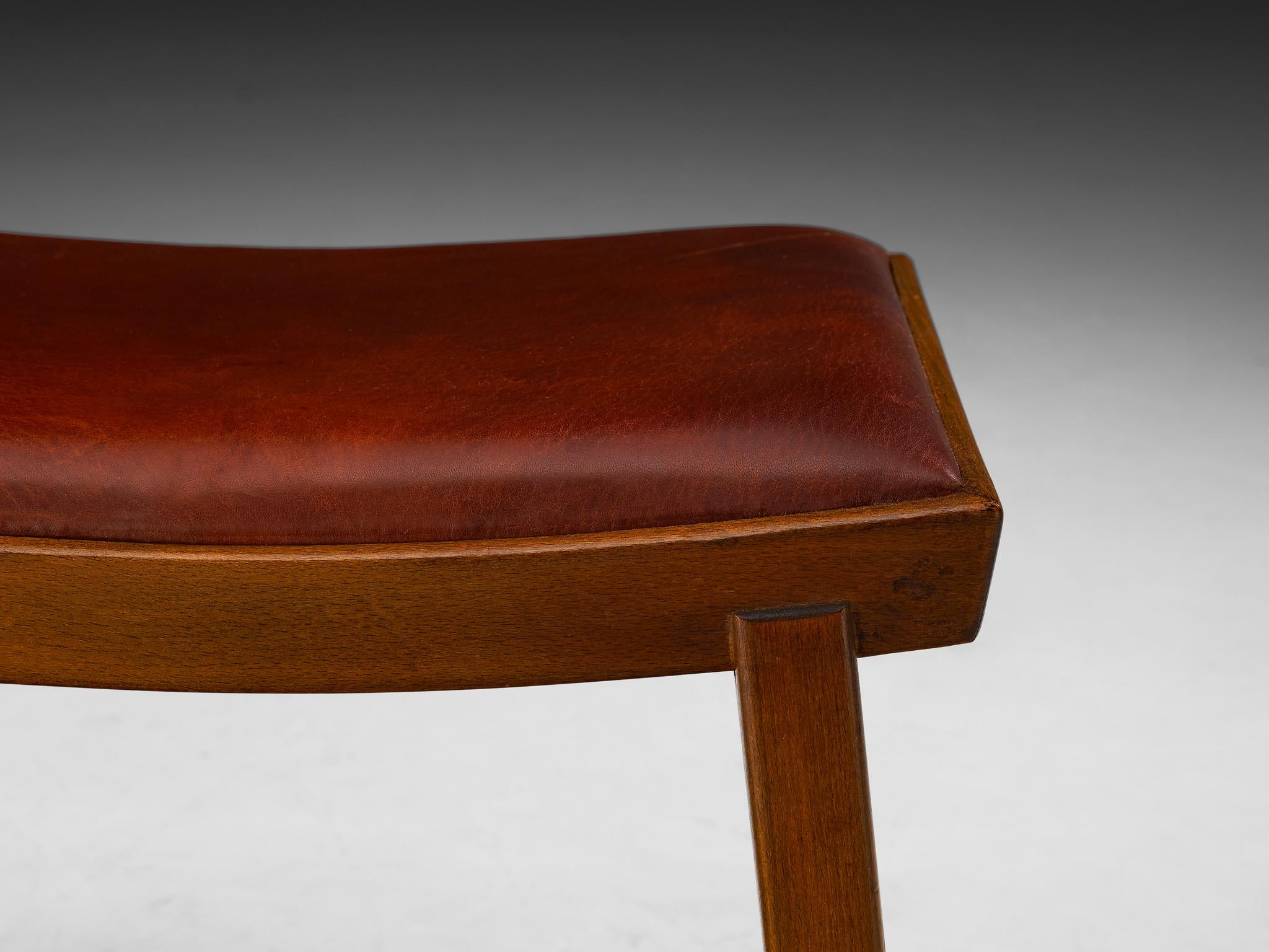 Jørgen Rohweder for Falsteds Møbelstelfabrik Stools in Wood and Leather seating Morentz