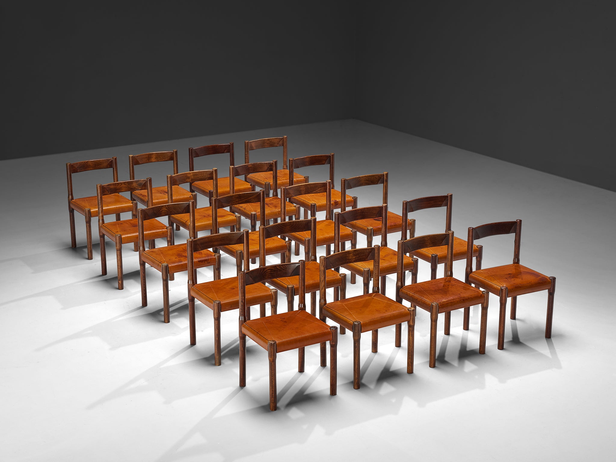 Vico Magistretti for Cassina Carimate Dining Chairs in Leather & Dark Wood Seating Morentz