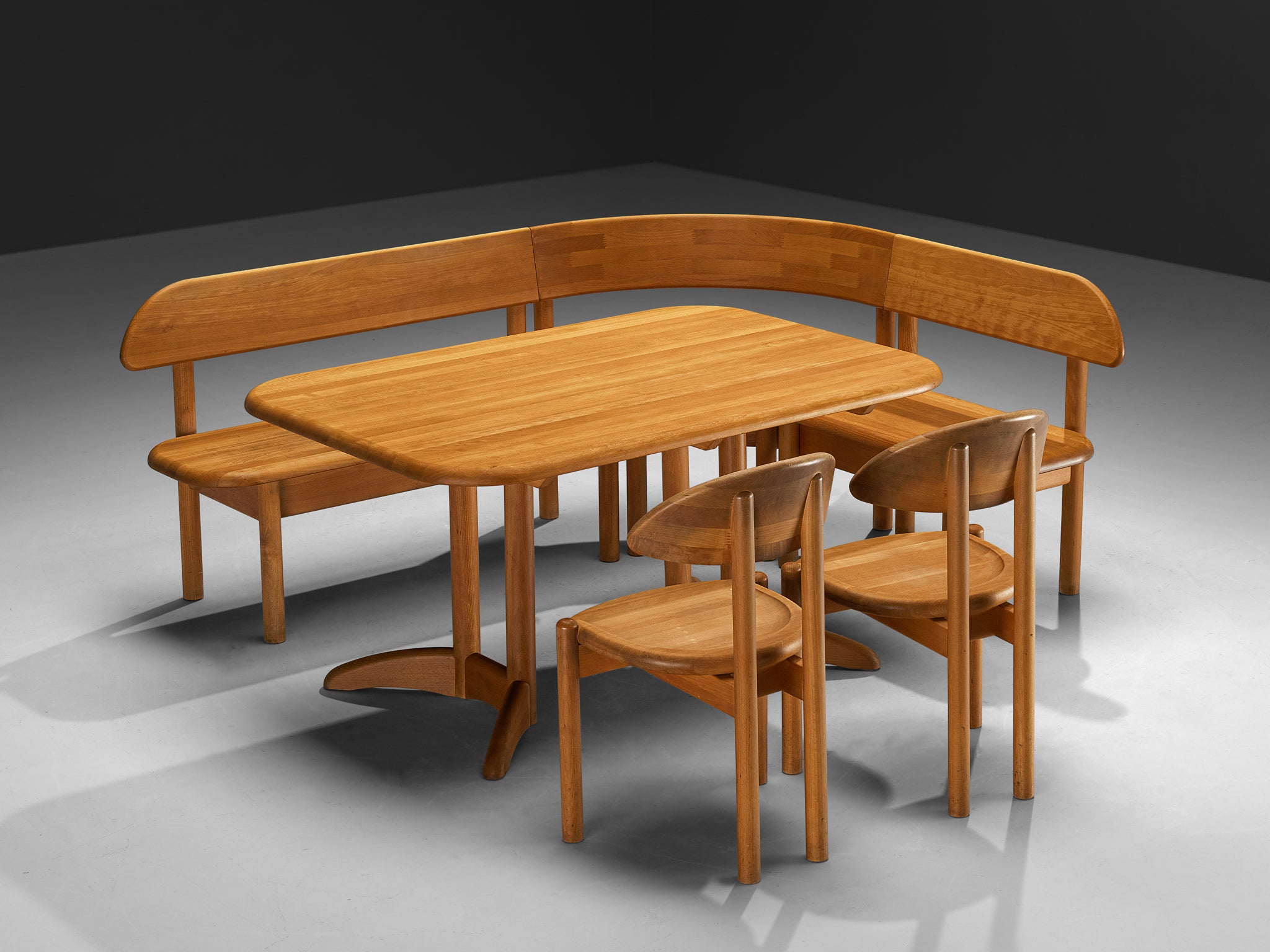 Scandinavian Modern Dining Room Set with Table, Bench, Set of Chairs tables Morentz