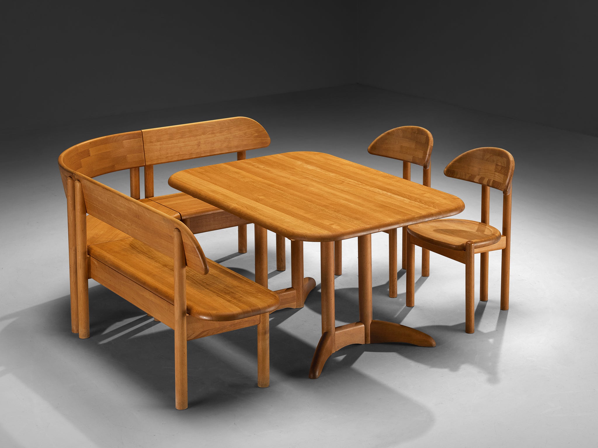 Scandinavian Modern Dining Room Set with Table, Bench, Set of Chairs tables Morentz