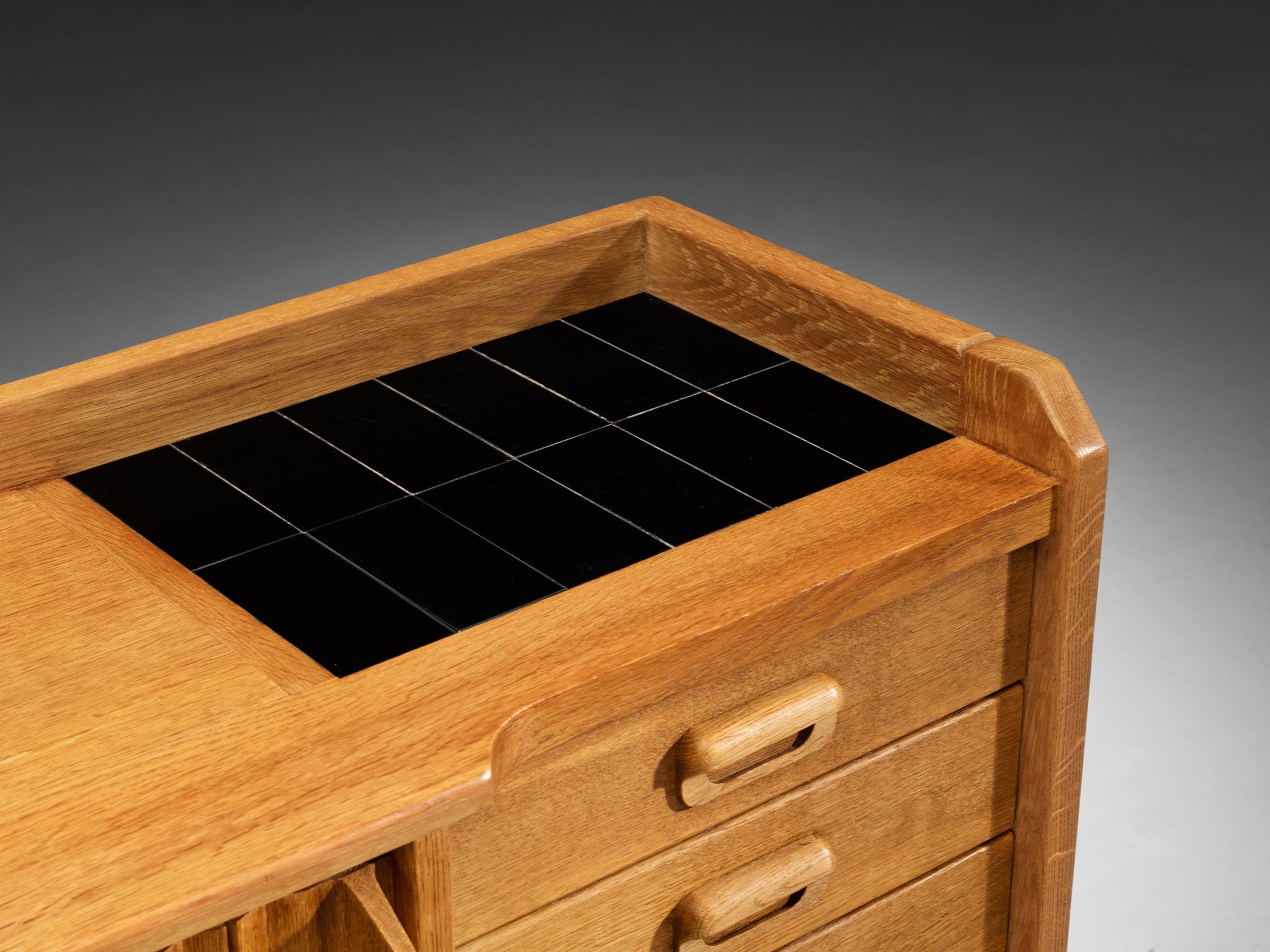 Guillerme & Chambron Sideboard in Solid Oak and Ceramic case pieces and storage cabinets Morentz