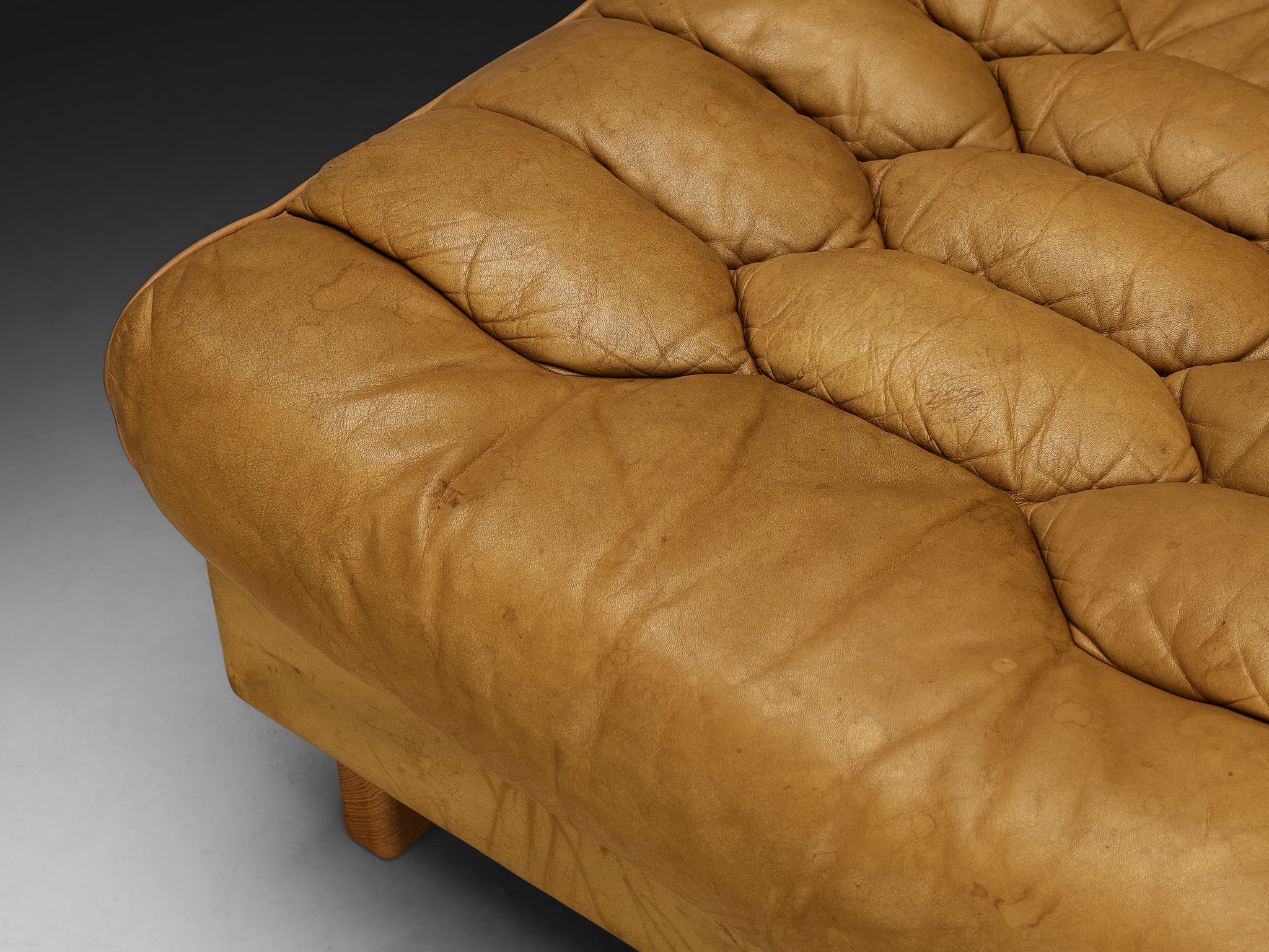 Robert Haussmann for De Sede Pair of 'DS-P' Ottomans in Camel Brown Leather Seating Morentz