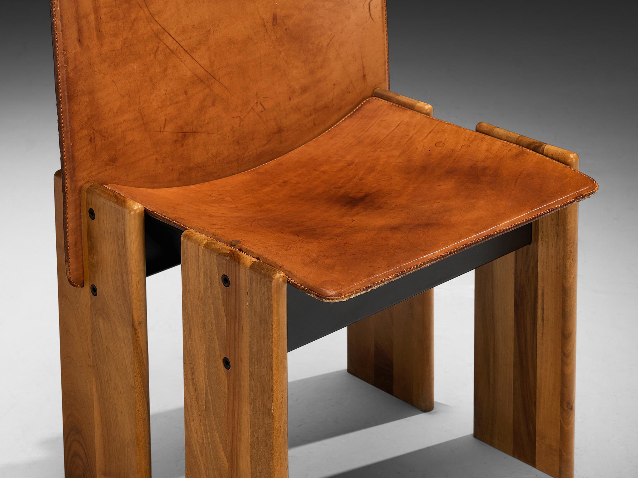 Barsacchi & Vegni 'Avila' Dining Chair in Walnut and Cognac Leather seating Morentz