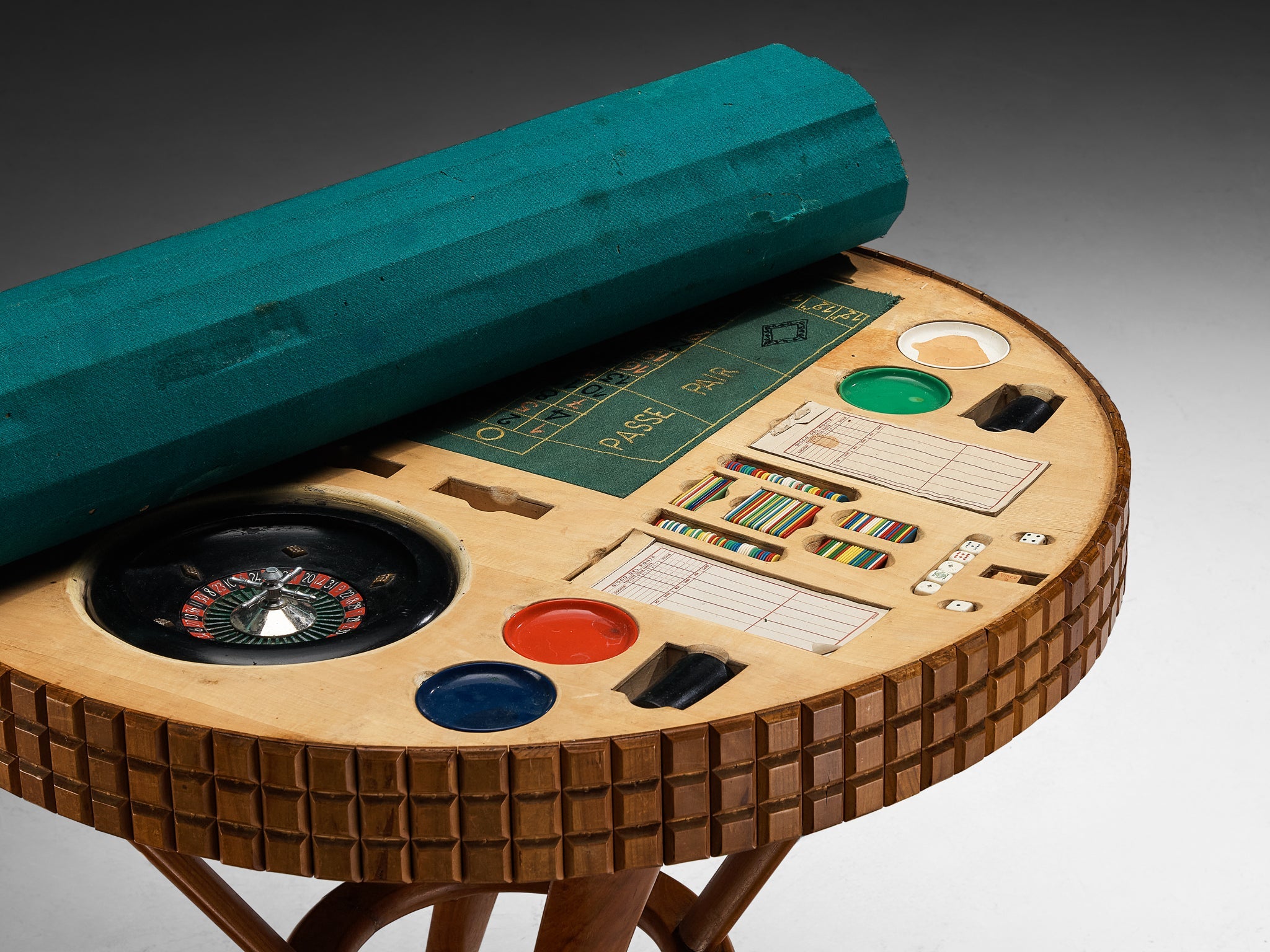 Mid-Century Modern Italian Game Table with Graphic Surface in Cherry more furniture and collectibles Morentz