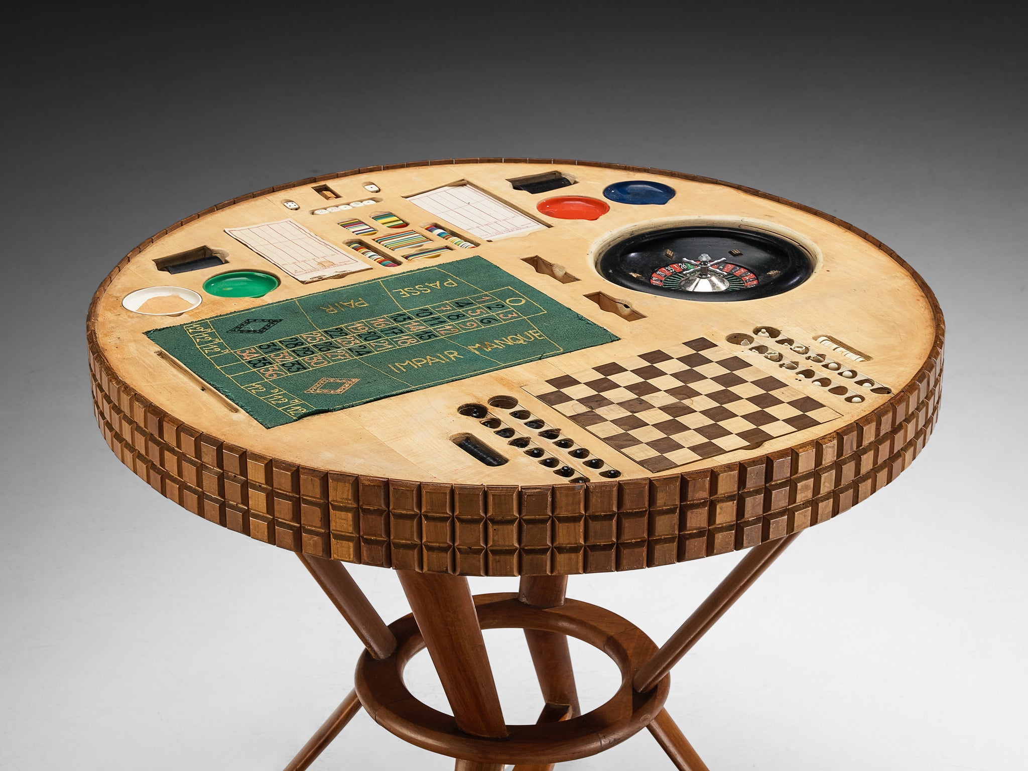 Mid-Century Modern Italian Game Table with Graphic Surface in Cherry more furniture and collectibles Morentz