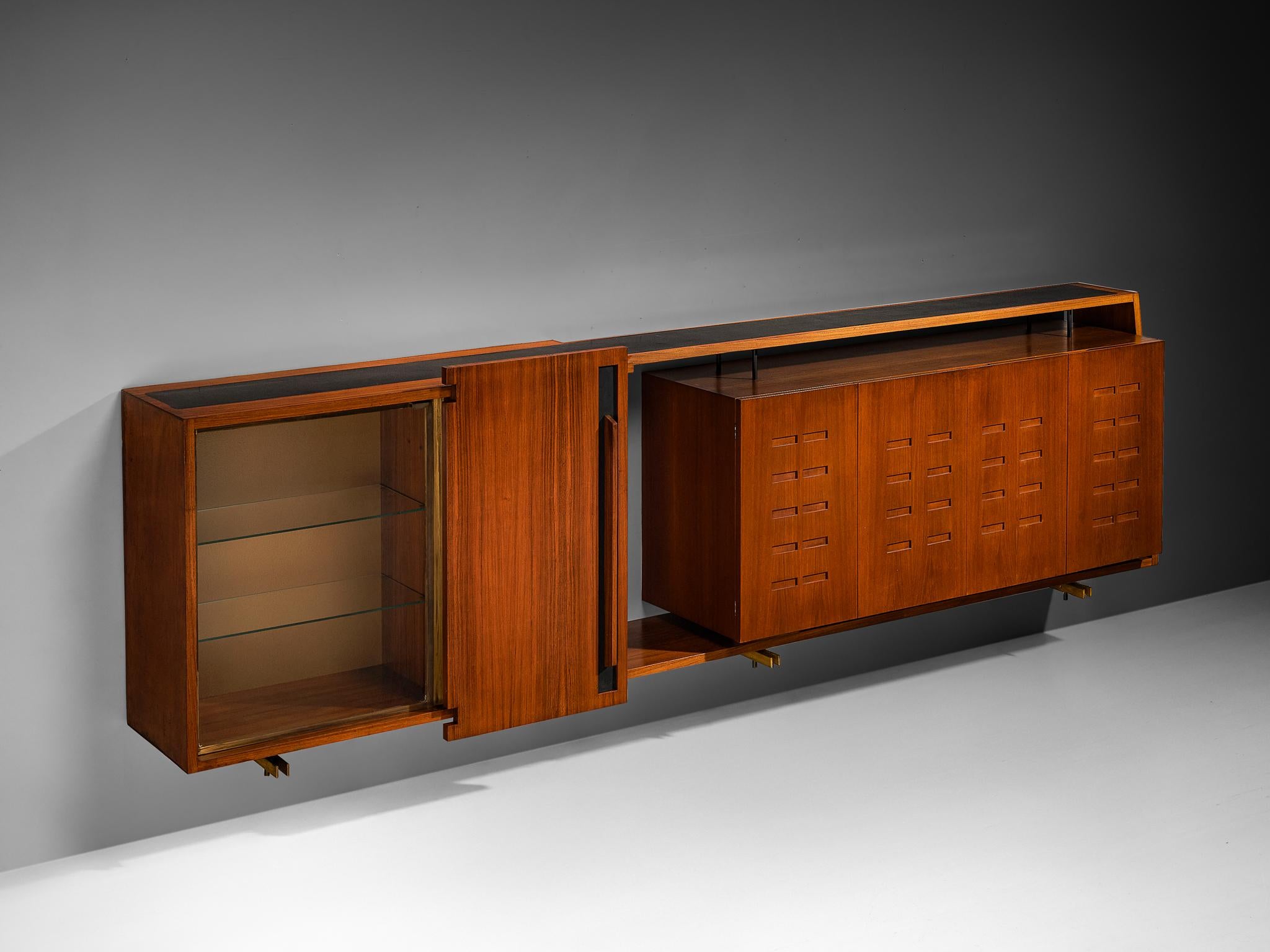 Merighi & Dall'Olmo Italian Floating Wall-Mounted Sideboard in Teak 1950s tables Morentz
