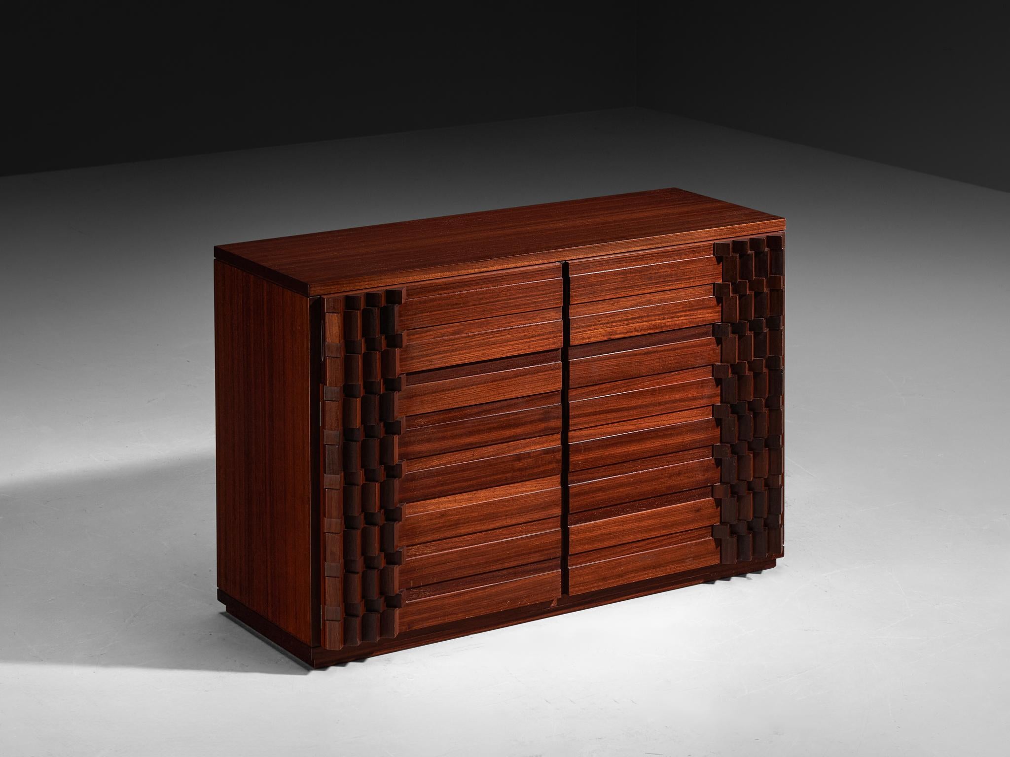 Luciano Frigerio 'Diamante' Sideboard with Cubist Graphic Front case pieces and storage cabinets Morentz