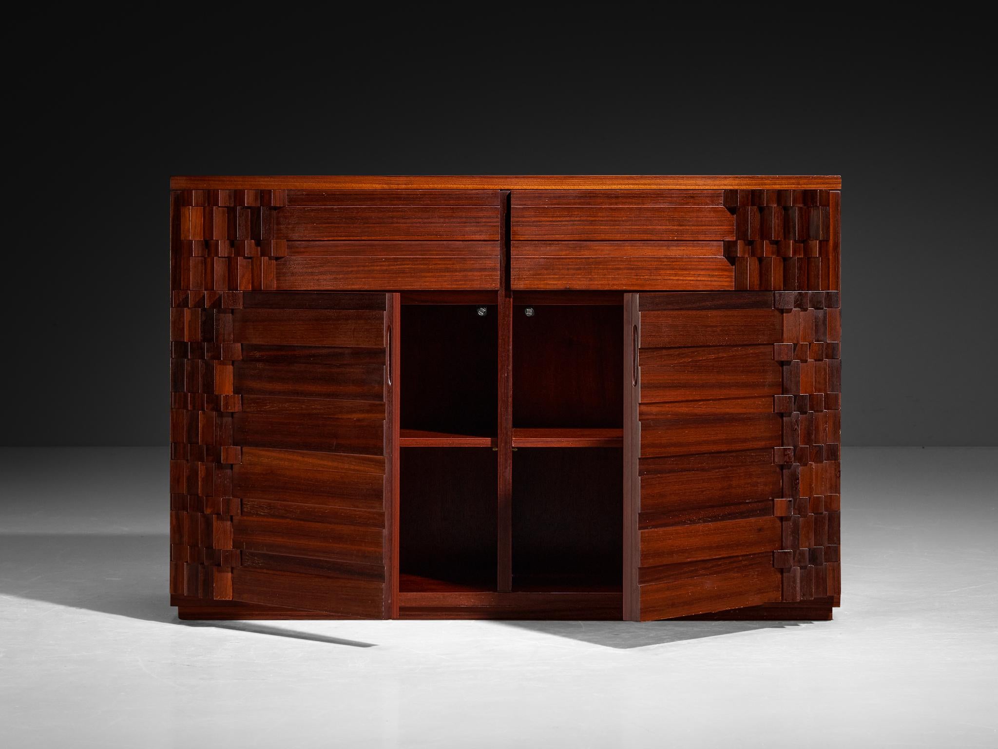 Luciano Frigerio 'Diamante' Sideboard with Cubist Graphic Front case pieces and storage cabinets Morentz